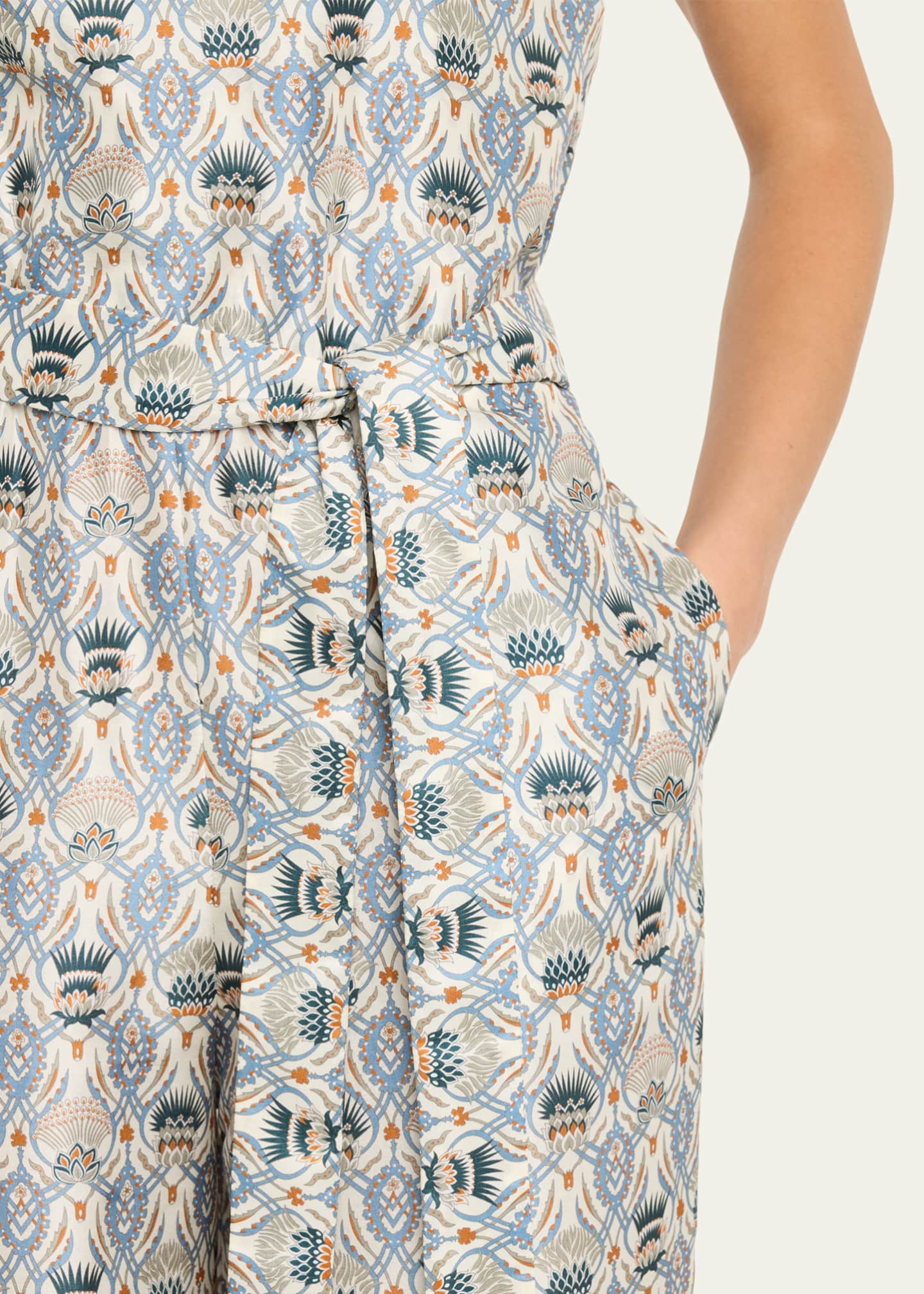 Loro Piana Nadia Belted Wide-Leg Cuffed Romper Image 5 of 5
