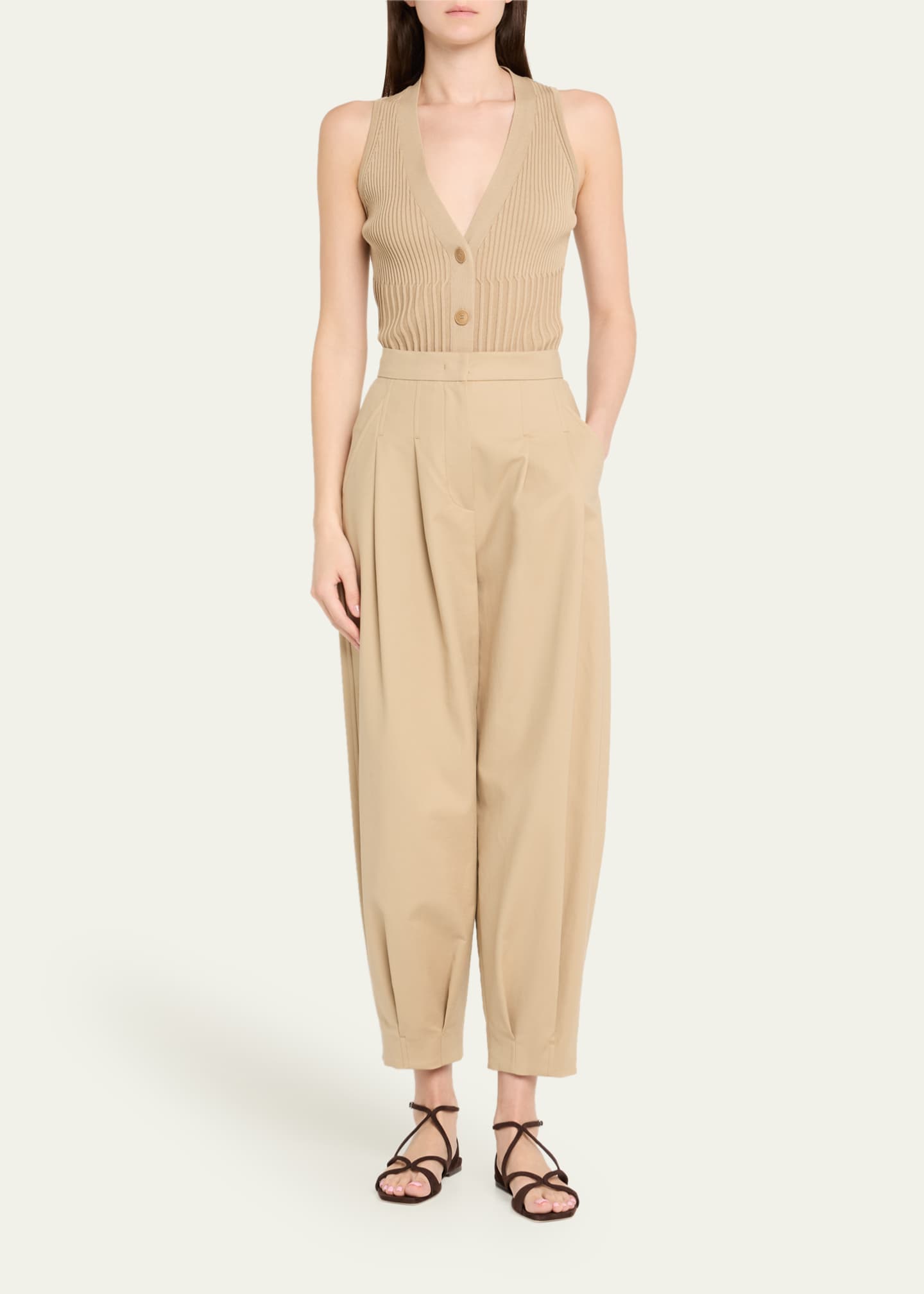 Max Mara Kabuki Pintuck Tapered Leg Trousers - Bergdorf Goodman