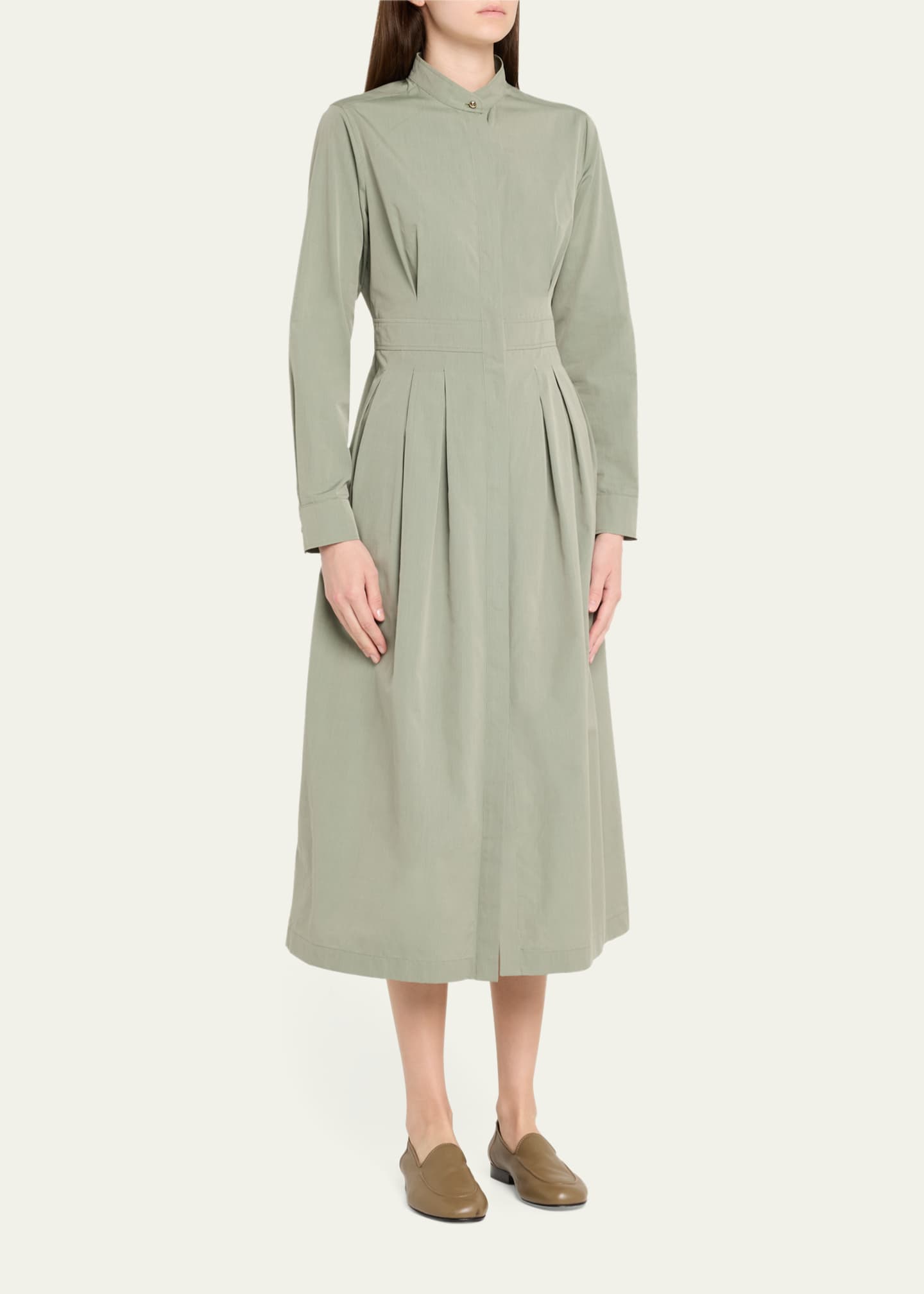 Max Mara Pavia Pleated Cotton Midi Dress - Bergdorf Goodman