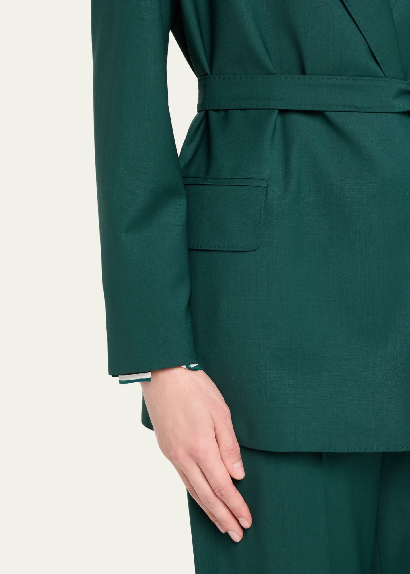 ジャケット MAX MARA DARK GREEN WOOL TALENTO BLAZER Belted woollen cloth blazer, dark green | 