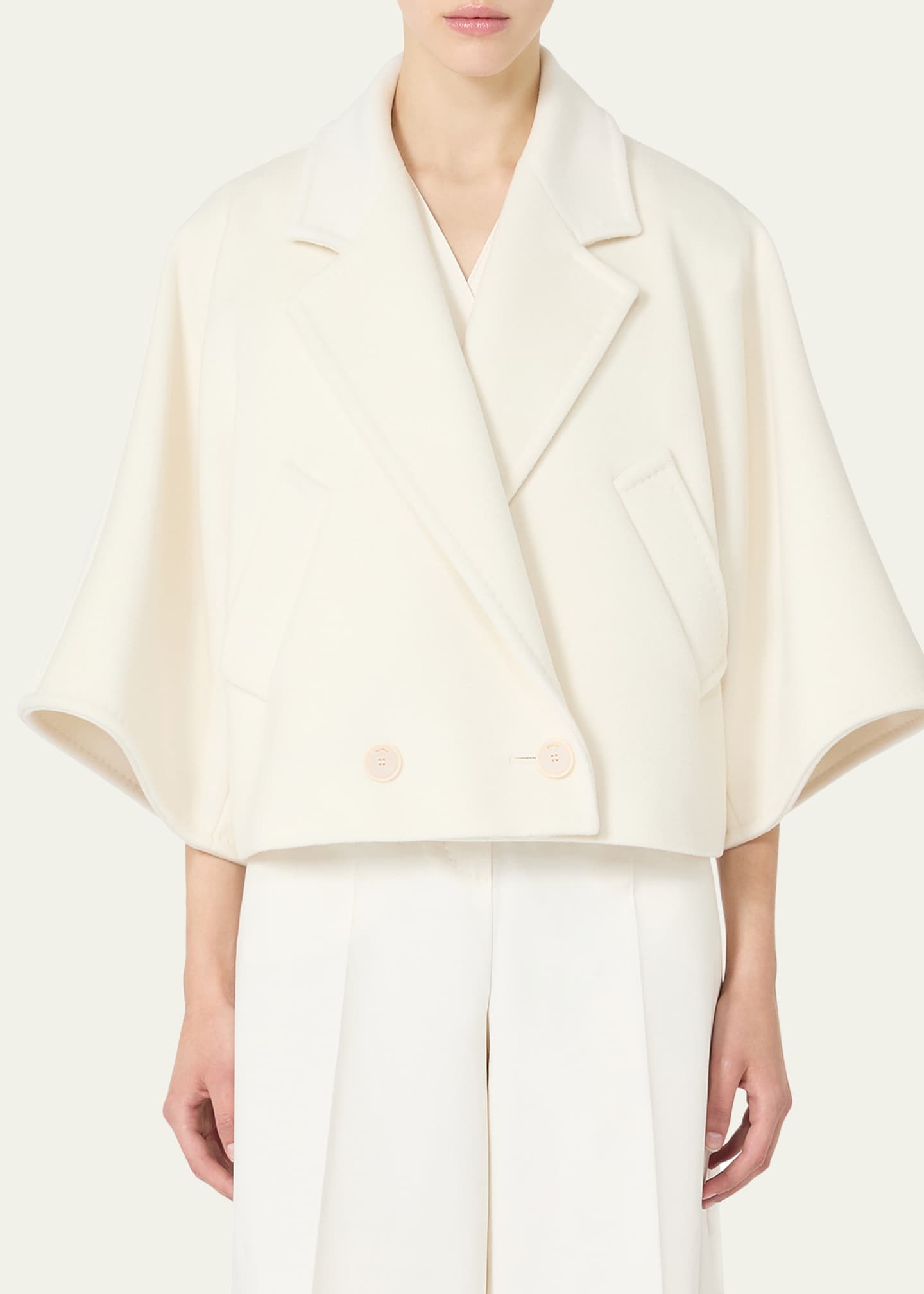 Max Mara Galea Wool-Cashmere Double-Breasted Short Coat Image 4 of 5