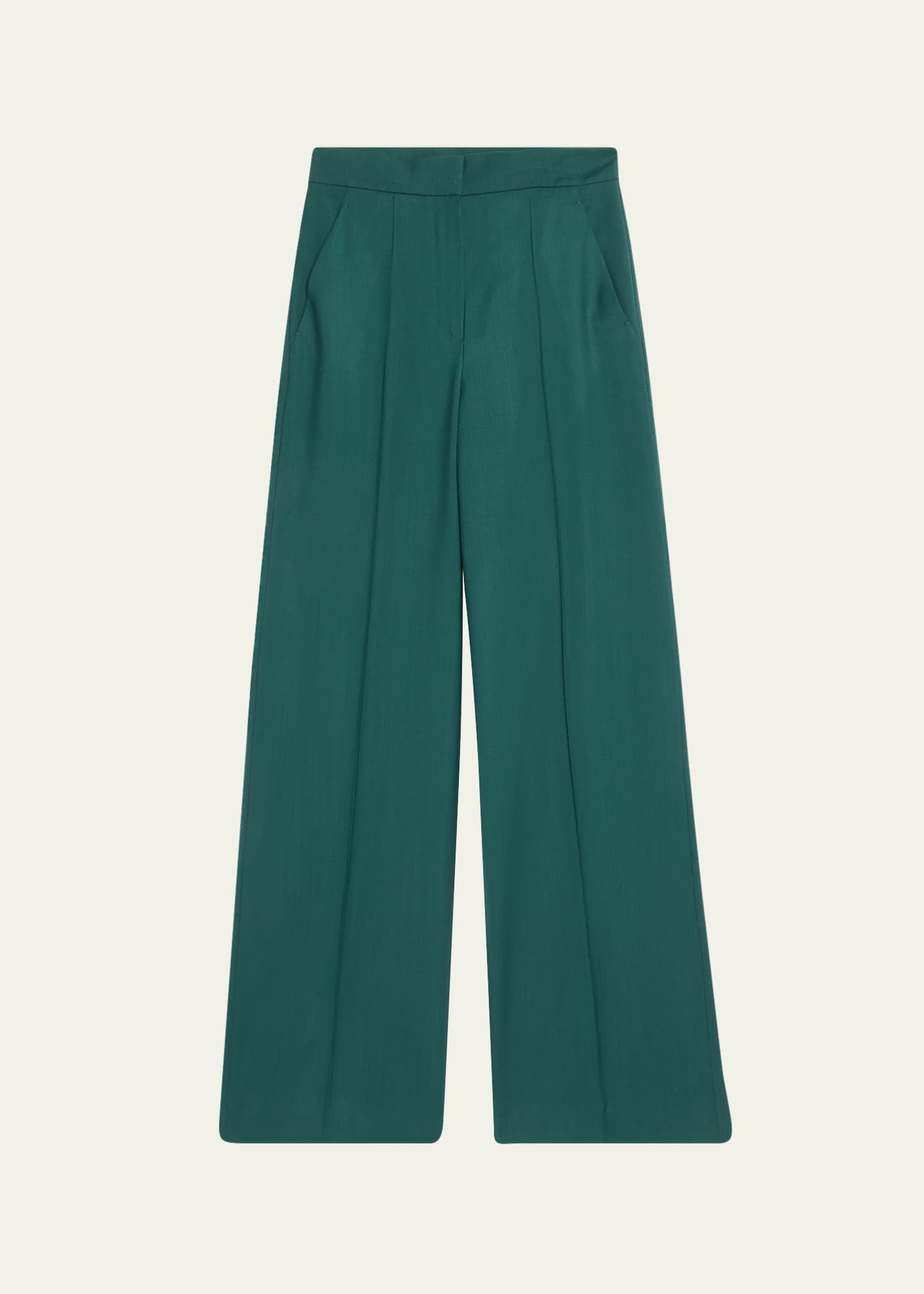 パンツ MAX MARA FERNET STRAIGHT TROUSERS IN WOOL RIGHT Straight-fit light wool trousers, dark green | 
