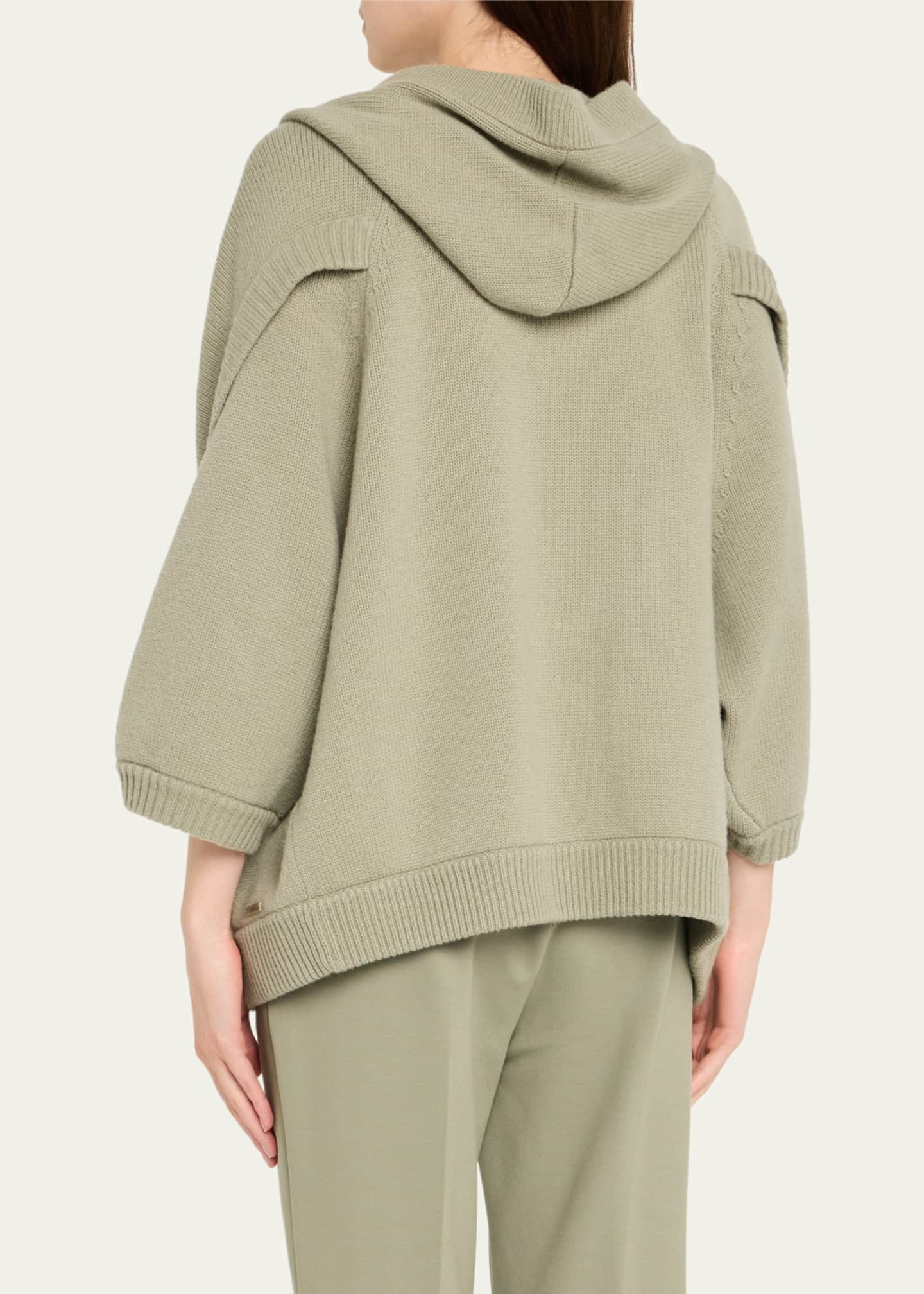 Max Mara Vals Button Wool-Cashmere Hooded Cardigan
