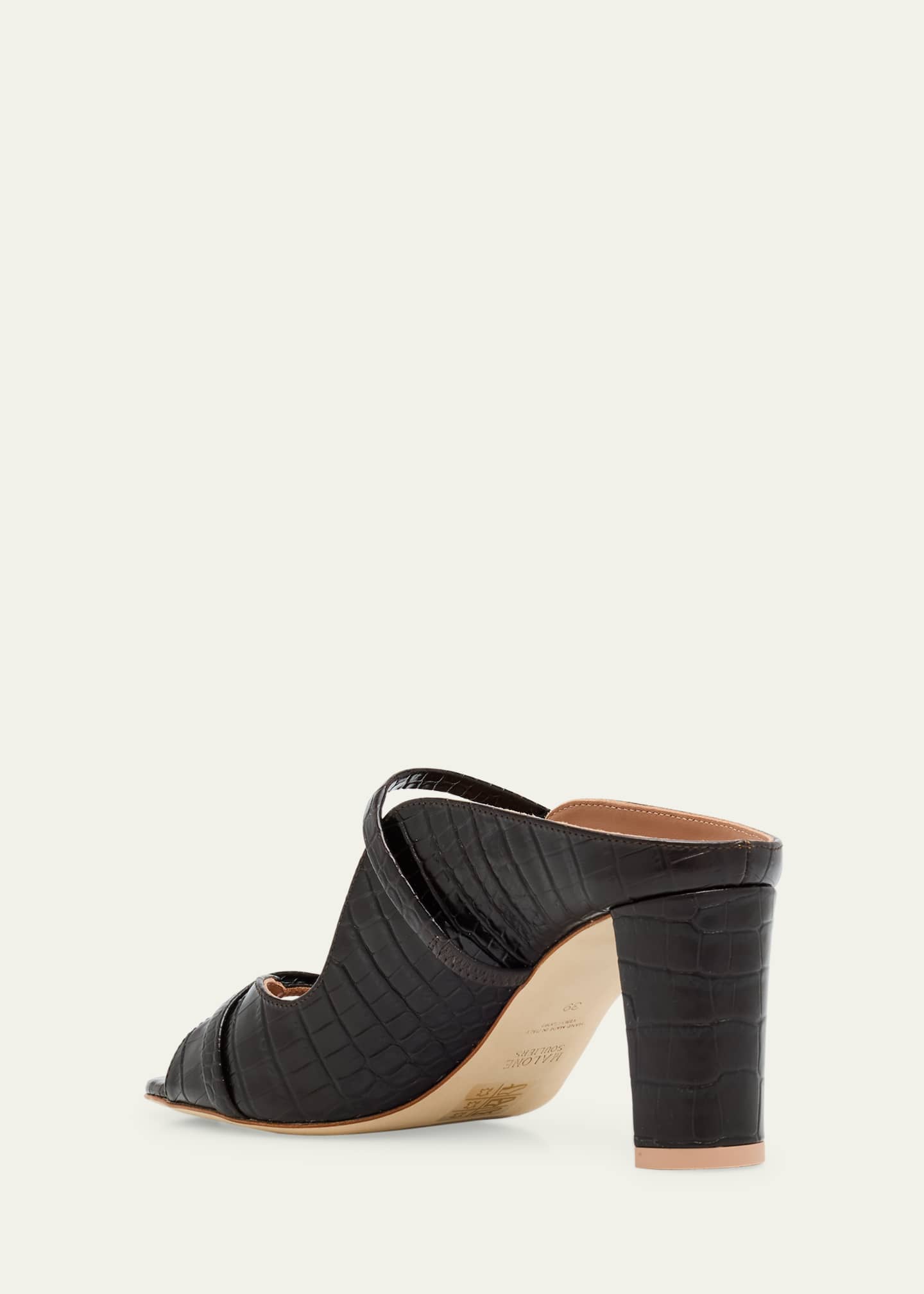 Malone Souliers Norah Croc-Embossed Leather Double-Strap Mule Sandals Image 4 of 6
