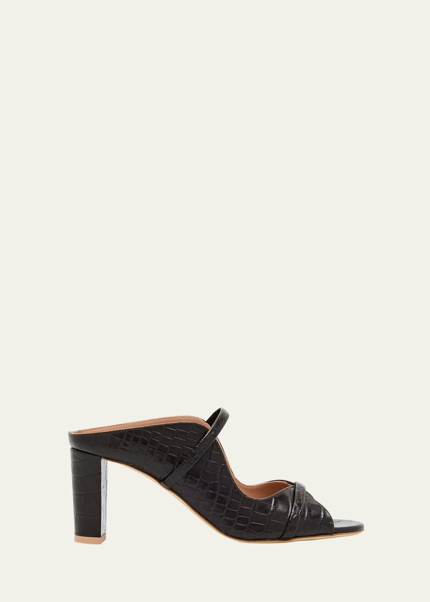 Malone Souliers Norah Croc-Embossed Leather Double-Strap Mule Sandals Image 1 of 6