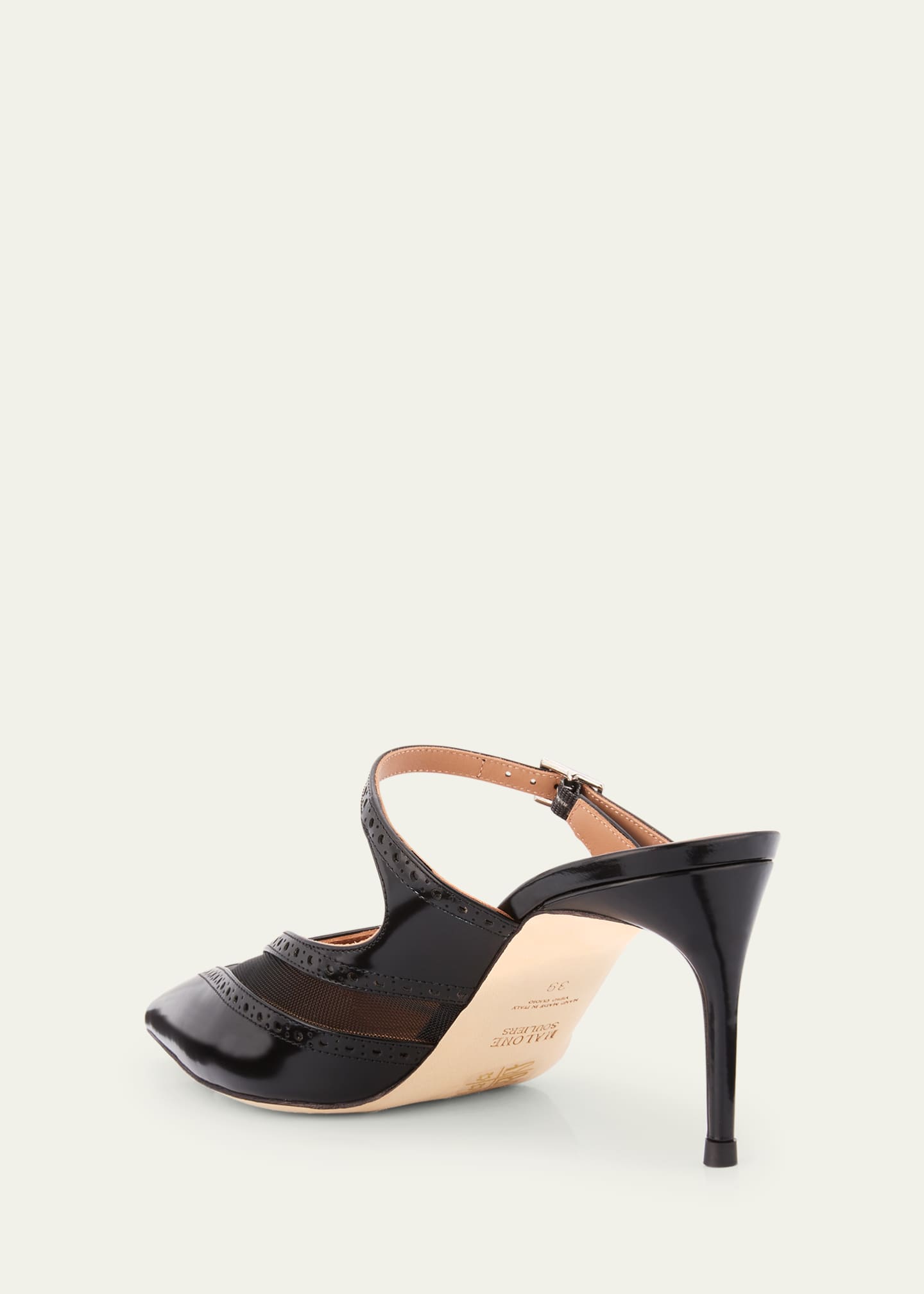 Malone Souliers Cristi V-Cut Pointed Toe Mary Jane Leather Mules Image 4 of 6