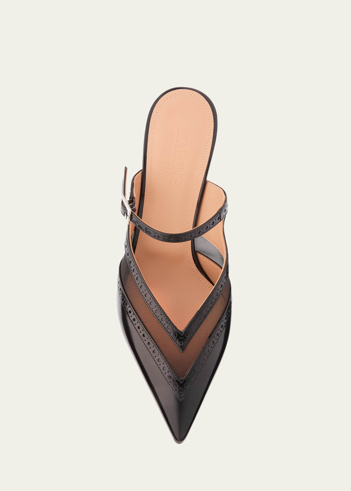 Malone Souliers Cristi V-Cut Pointed Toe Mary Jane Leather Mules Image 6 of 6