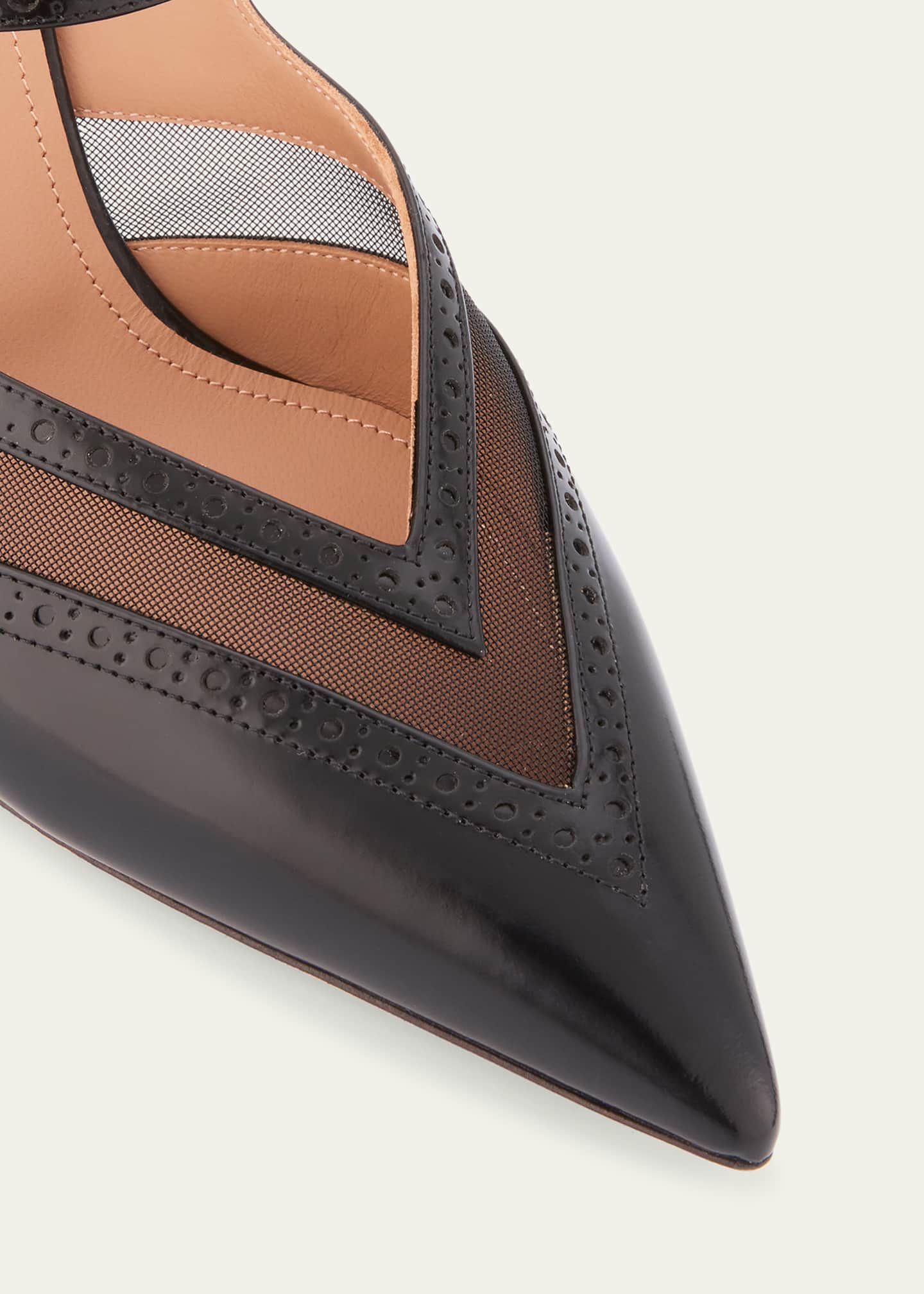 Malone Souliers Cristi V-Cut Pointed Toe Mary Jane Leather Mules Image 5 of 6