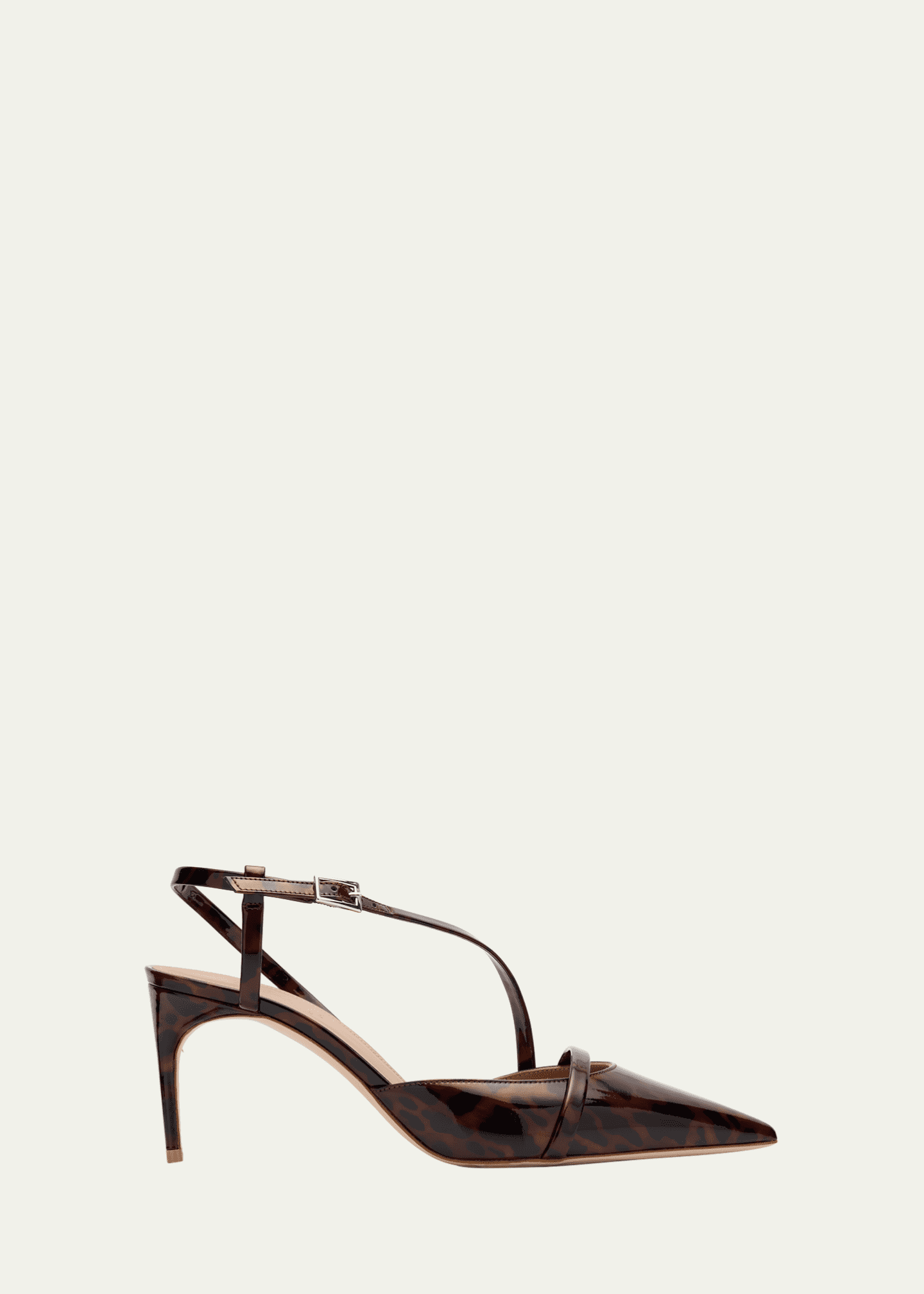Malone Souliers Valeria Pointed-Toe Tortoise Patent Leather Pumps Image 1 of 6