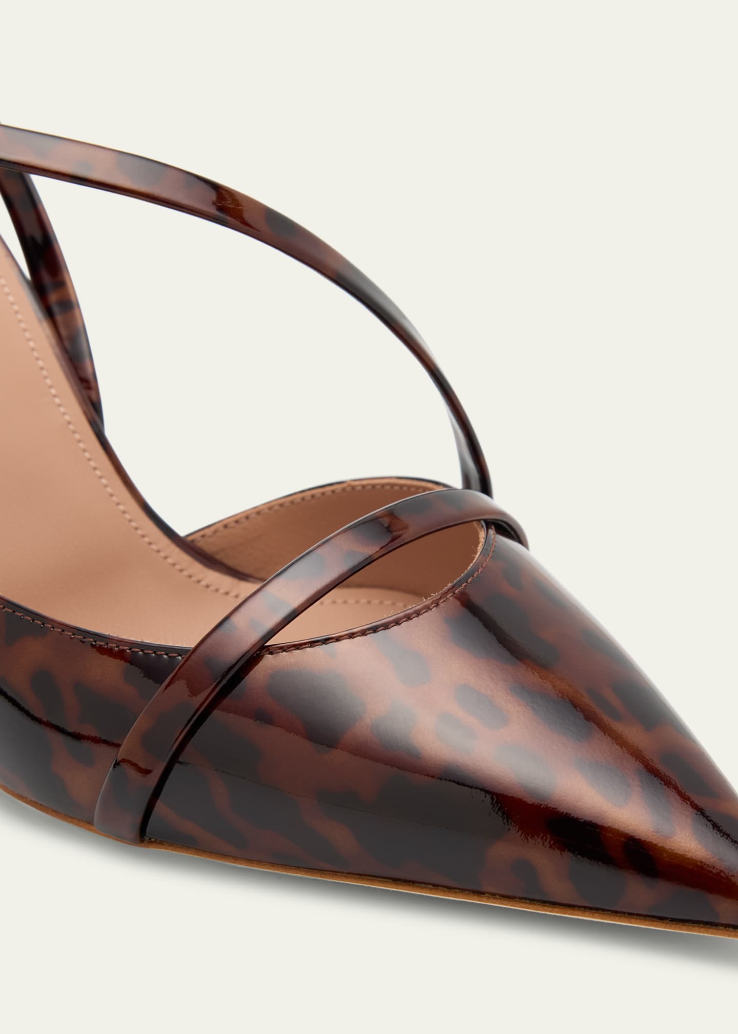 Malone Souliers Valeria Pointed-Toe Tortoise Patent Leather Pumps Image 5 of 6