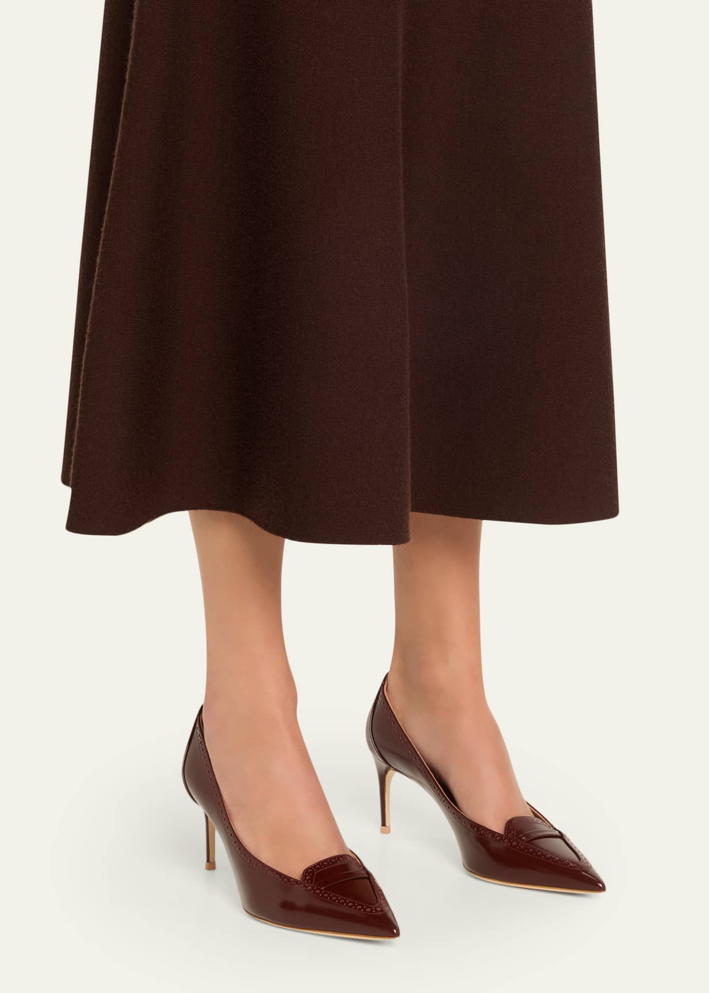 Malone Souliers Annette Pointed-Toe Leather Pumps Image 2 of 6