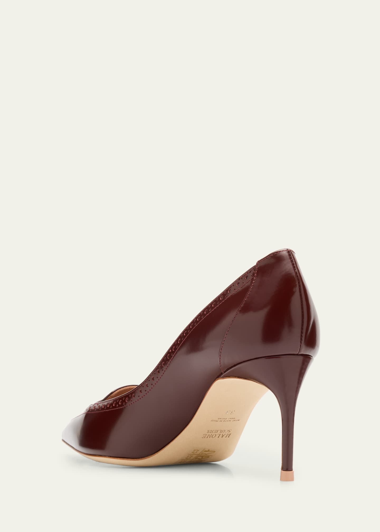 Malone Souliers Annette Pointed-Toe Leather Pumps Image 4 of 6