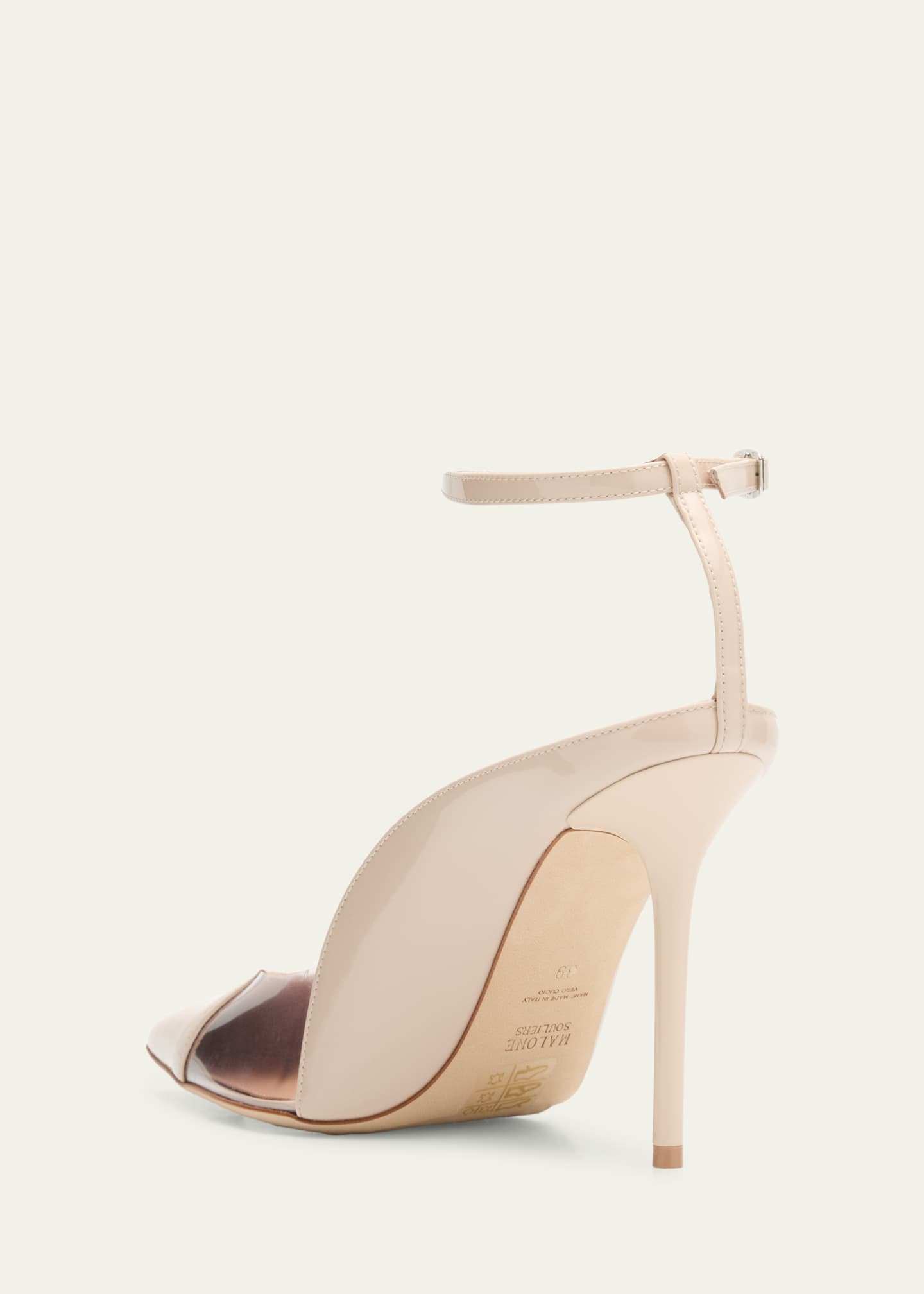 Malone Souliers Malia M-Shaped Pointed Cap Toe Patent Leather Pumps Image 4 of 6