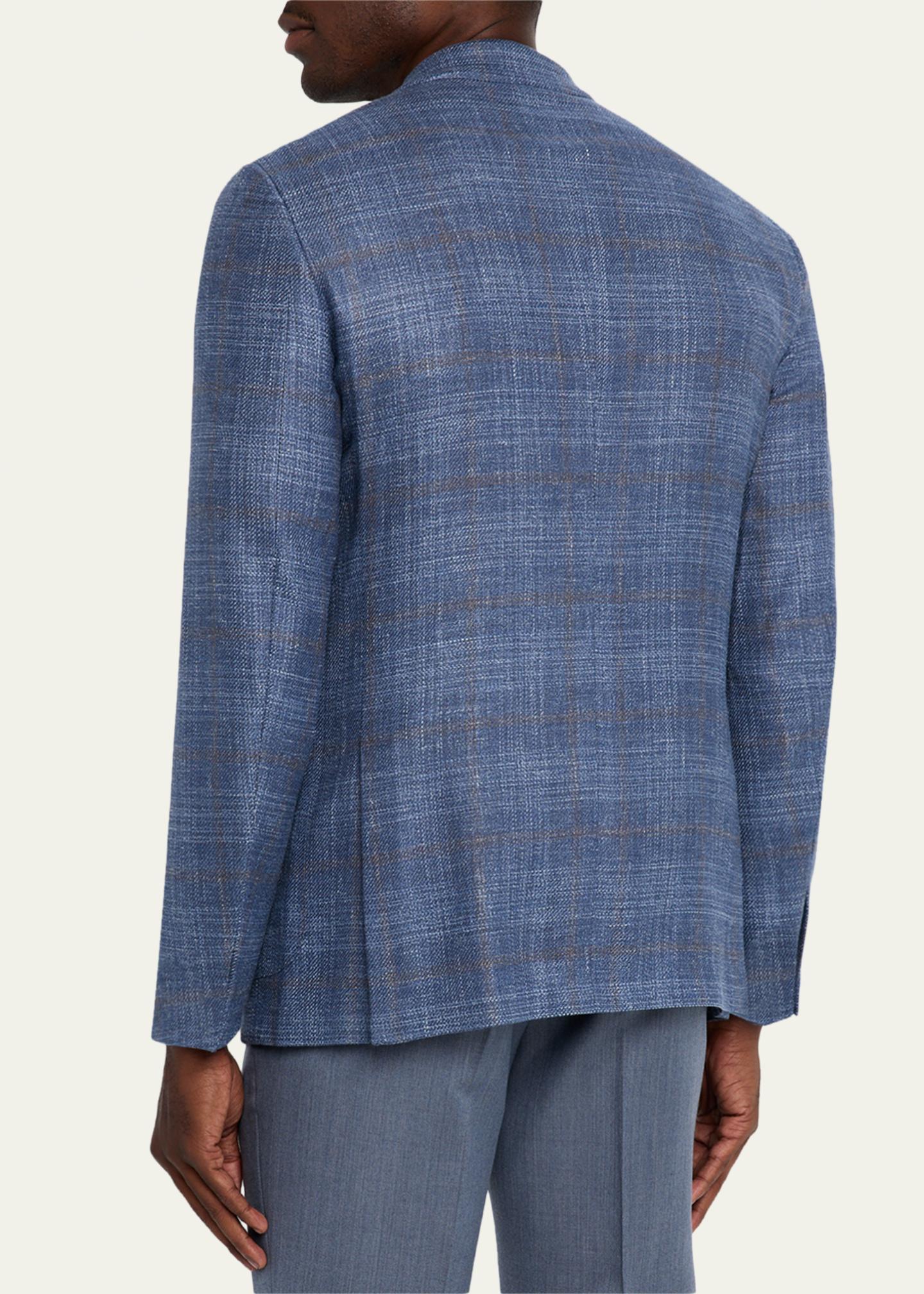 ZEGNA Men's Melange Windowpane Winter Crossover Sport Coat