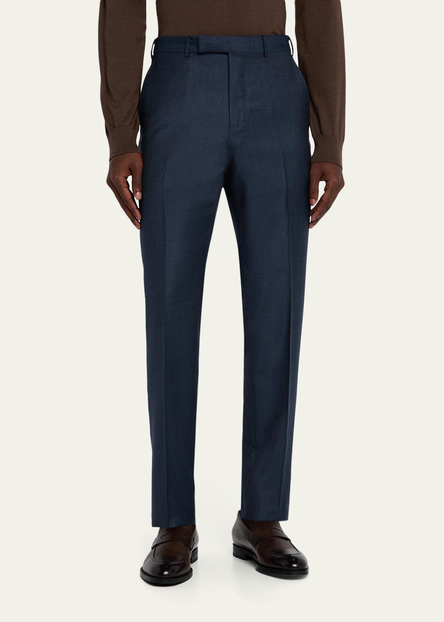 ZEGNA Men's Wool Sharkskin Modern Fit Trousers - Bergdorf Goodman