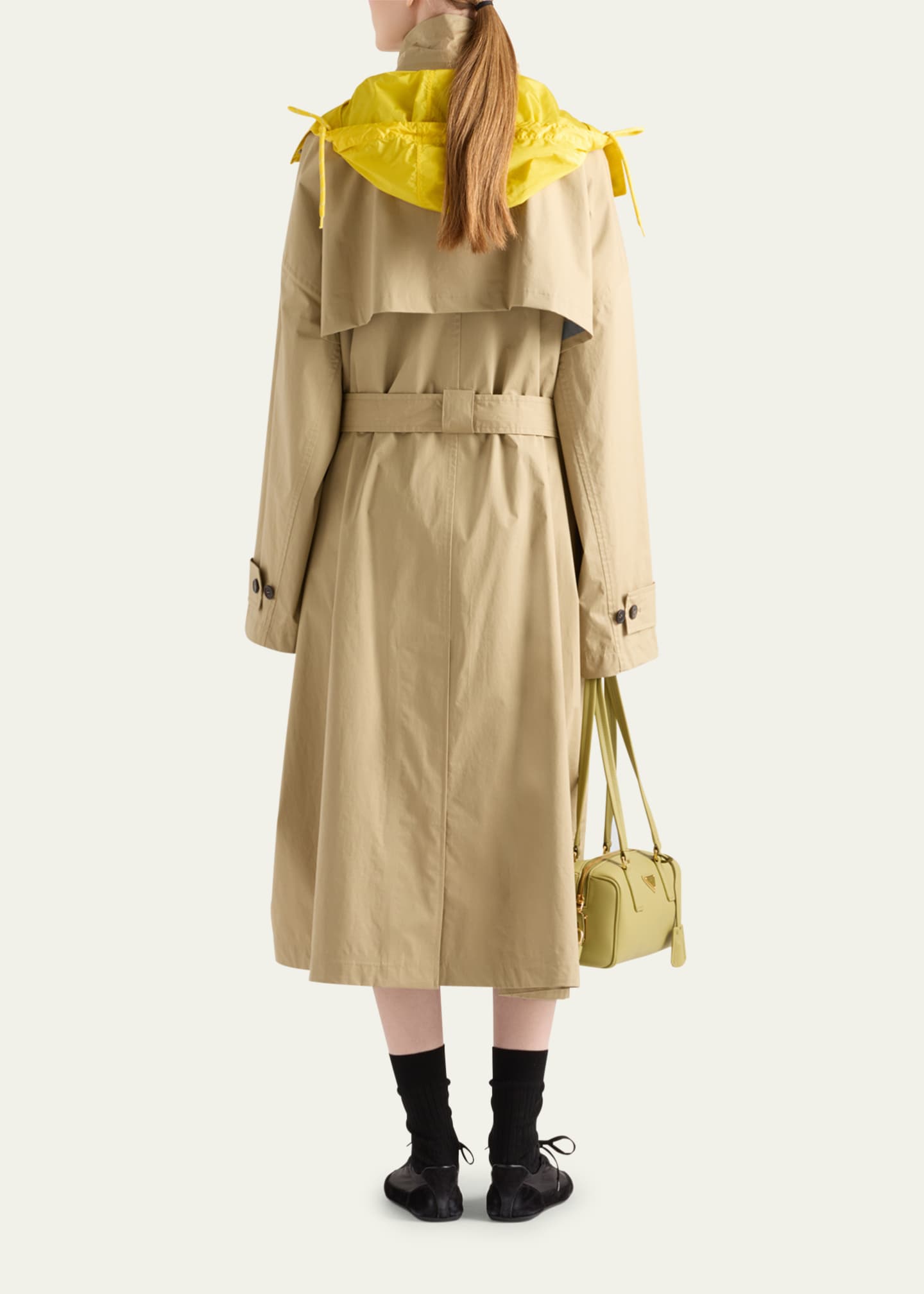 Prada Hooded Technical Poplin Raincoat Image 3 of 4