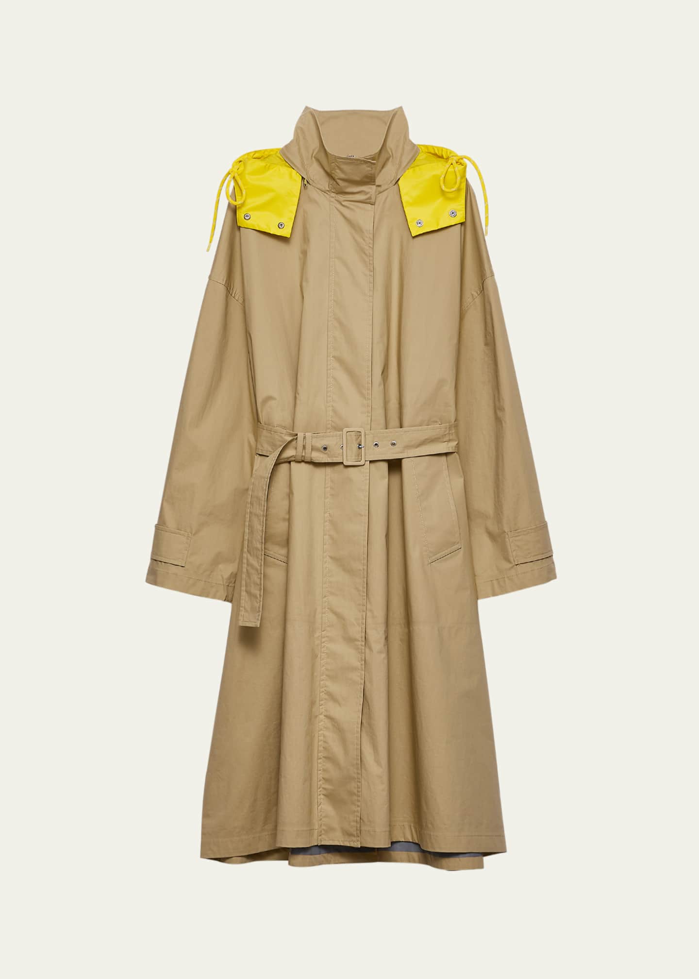 Prada Hooded Technical Poplin Raincoat Image 1 of 4