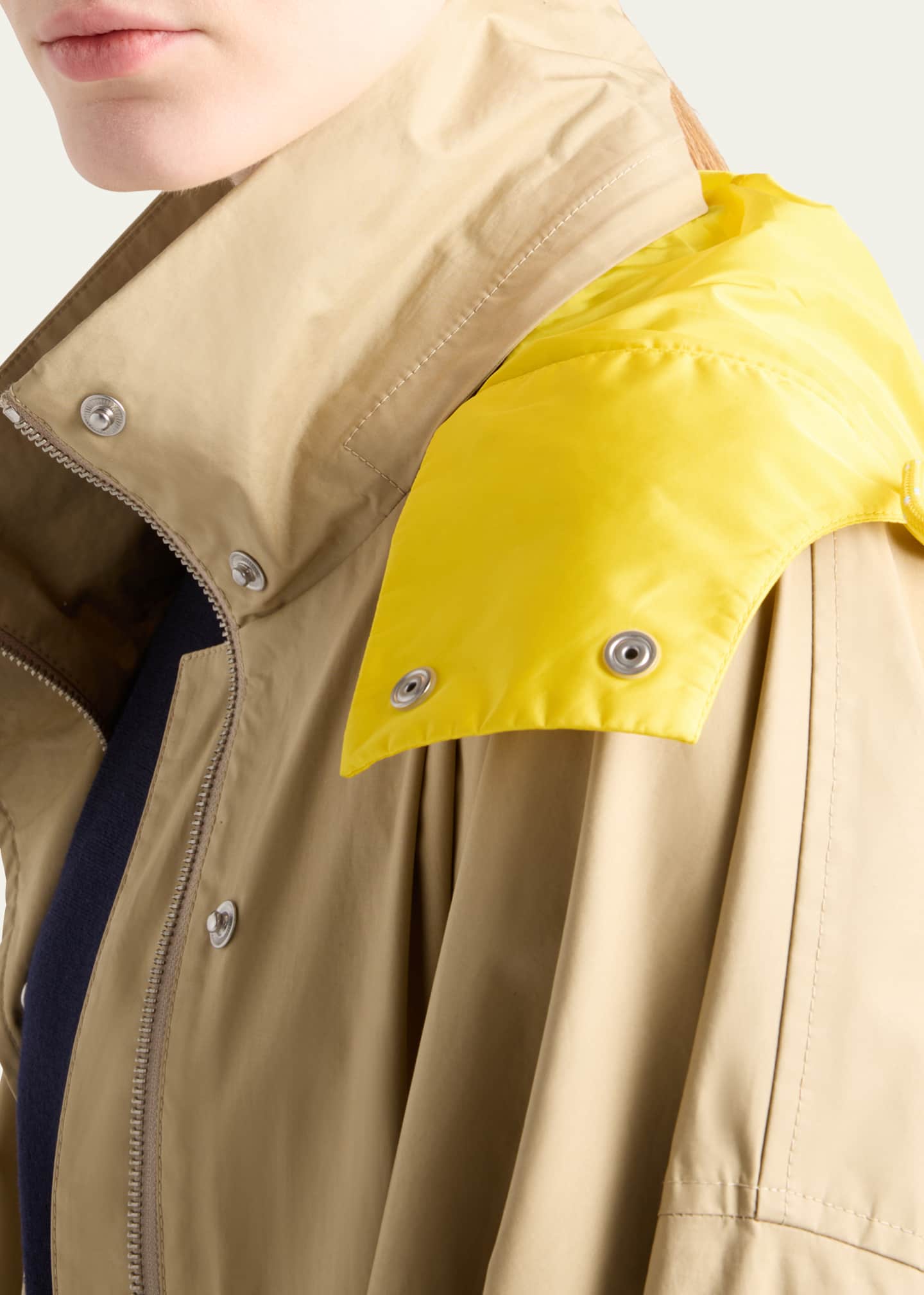 Prada Hooded Technical Poplin Raincoat Image 4 of 4