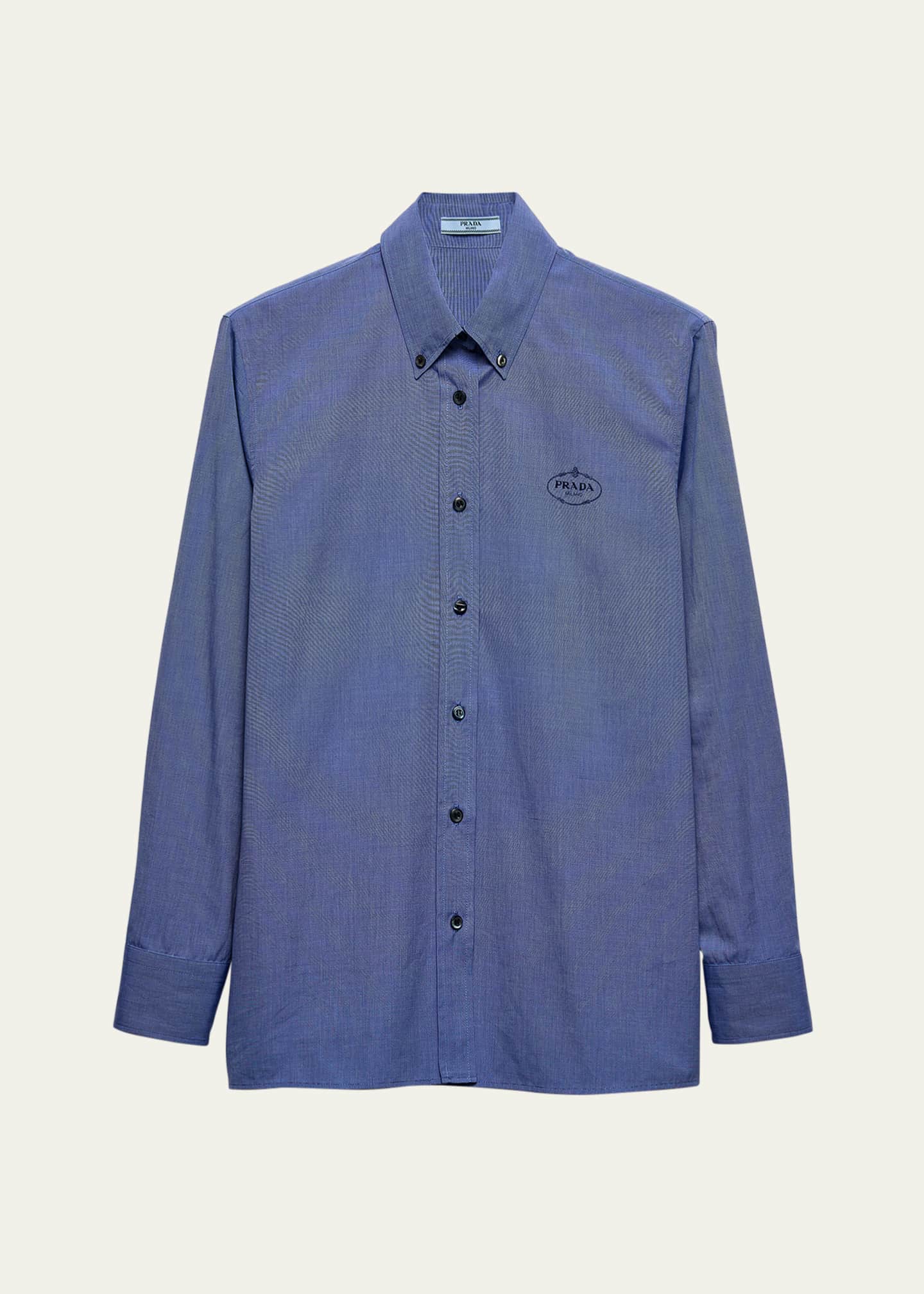 Prada Logo Embroidered Fil-a-Fil Shirt Image 1 of 3