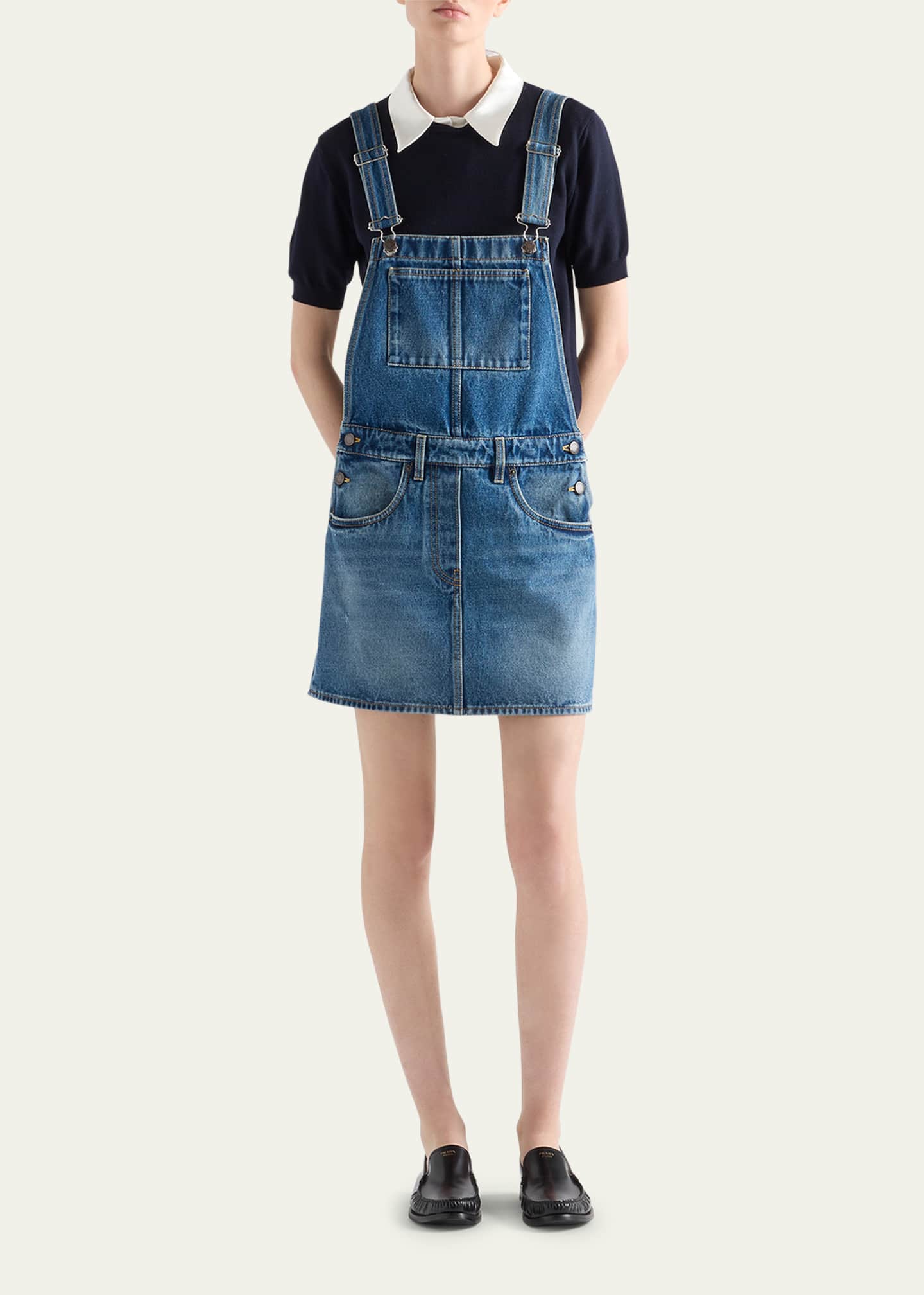 Prada Used Denim Mini Overall Dress Image 2 of 3