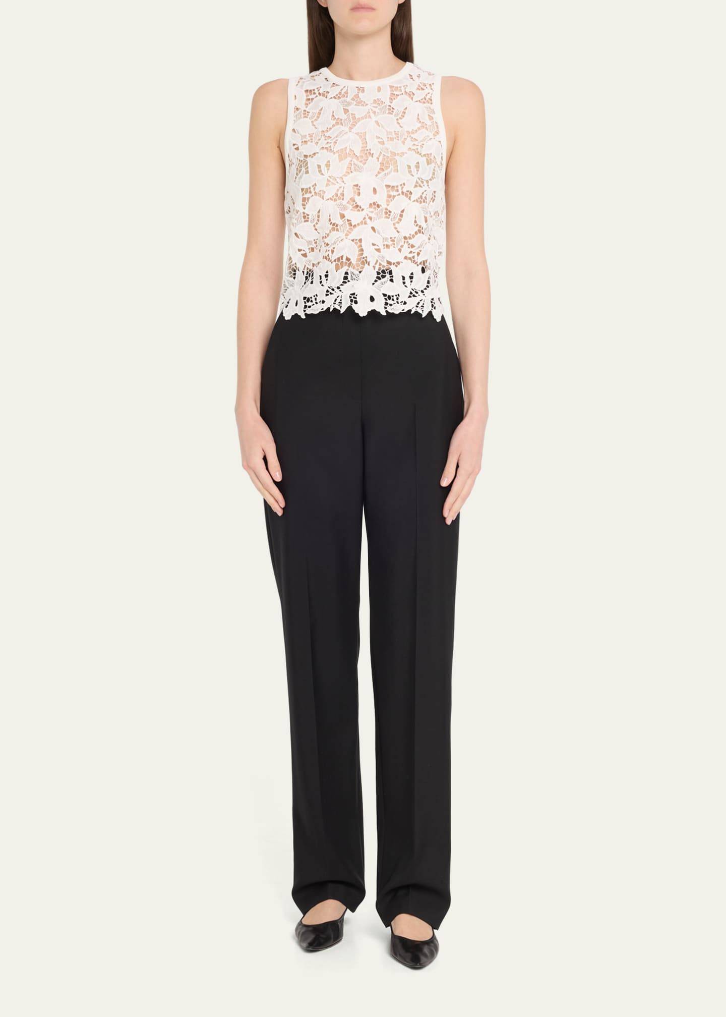 Alice + Olivia Danielle Lace-Front Sweater Tank Image 2 of 5