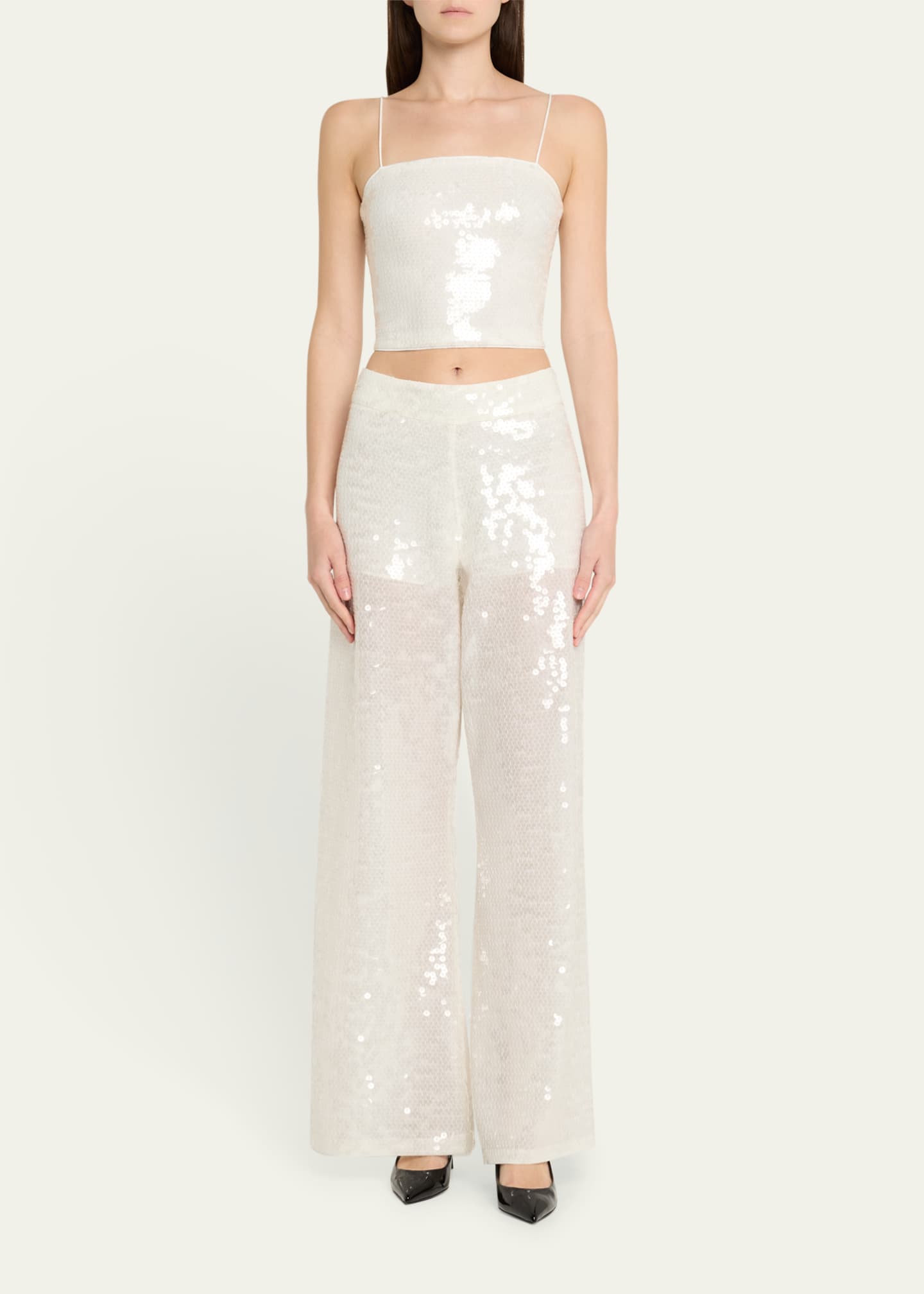 Alice + Olivia Athena Sequined Wide-Leg Pants Image 2 of 5