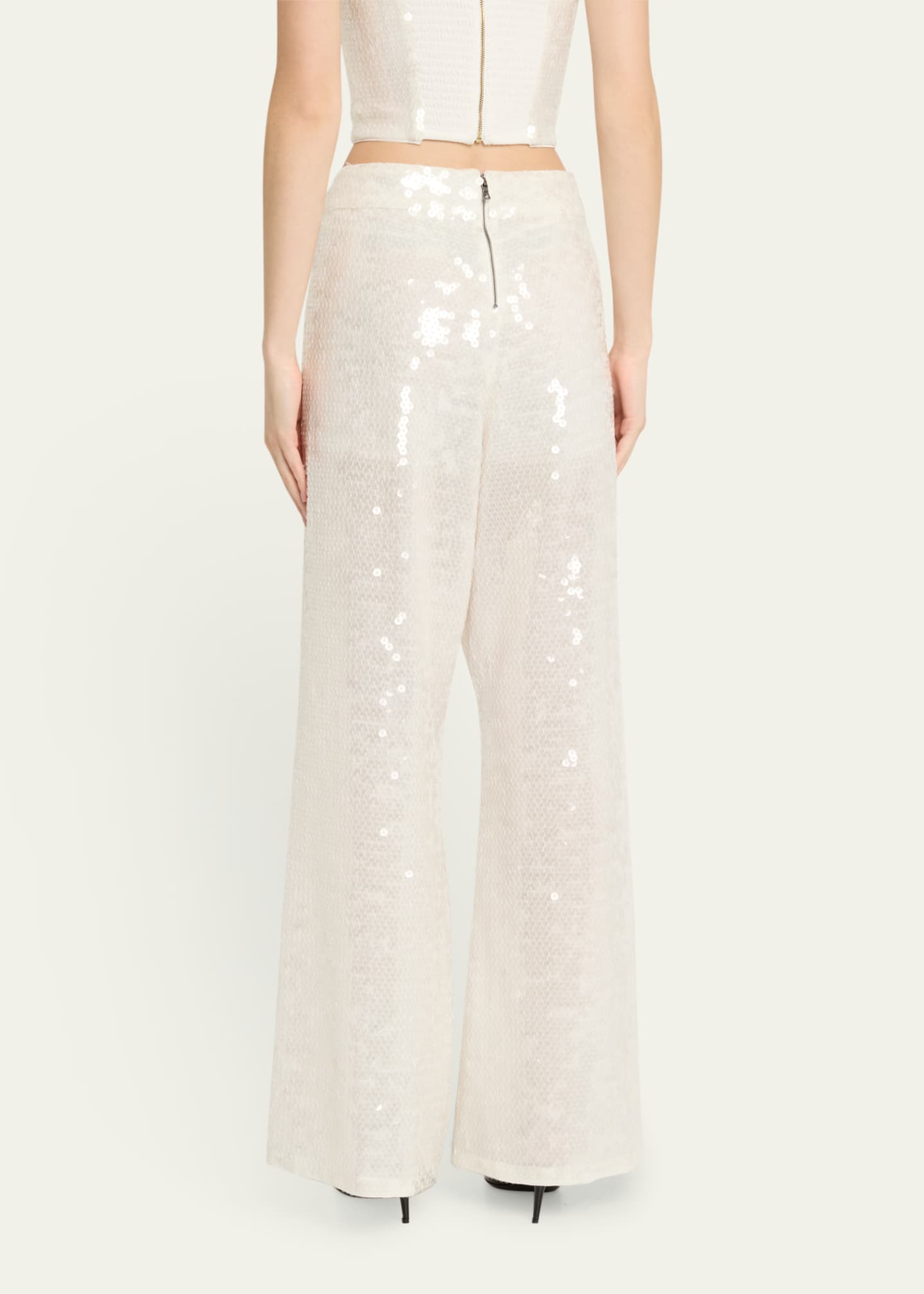 Alice + Olivia Athena Sequined Wide-Leg Pants Image 3 of 5