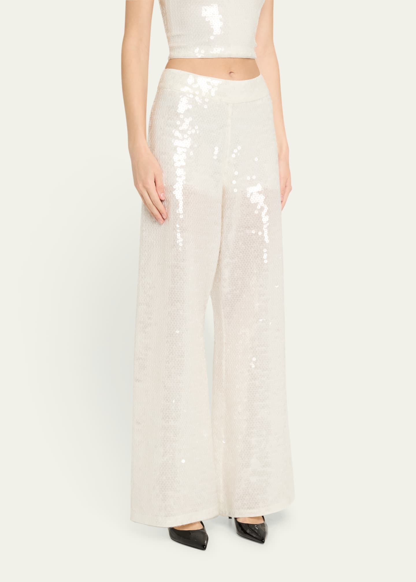 Alice + Olivia Athena Sequined Wide-Leg Pants Image 4 of 5