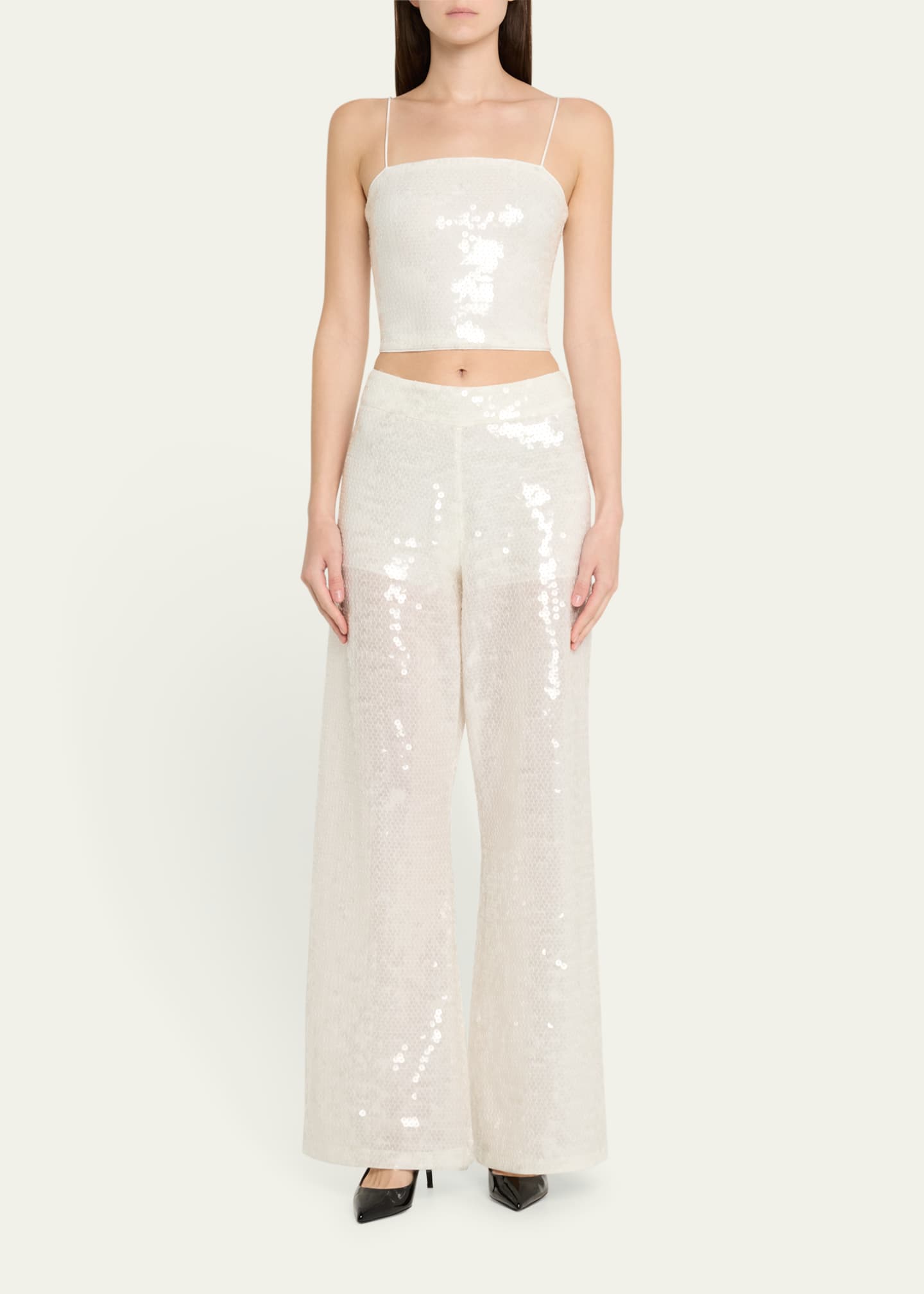 Alice + Olivia Ceresi Sequined Spaghetti-Strap Bandeau Top Image 2 of 5