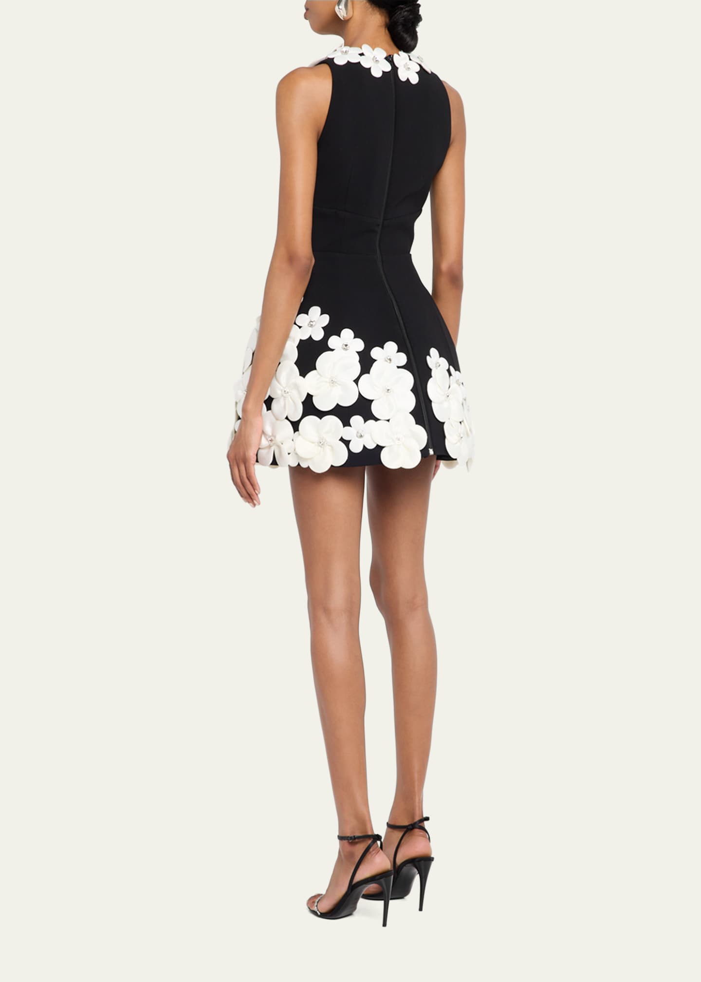 Estelle Deep V-Neck Floral Applique Mini Dress