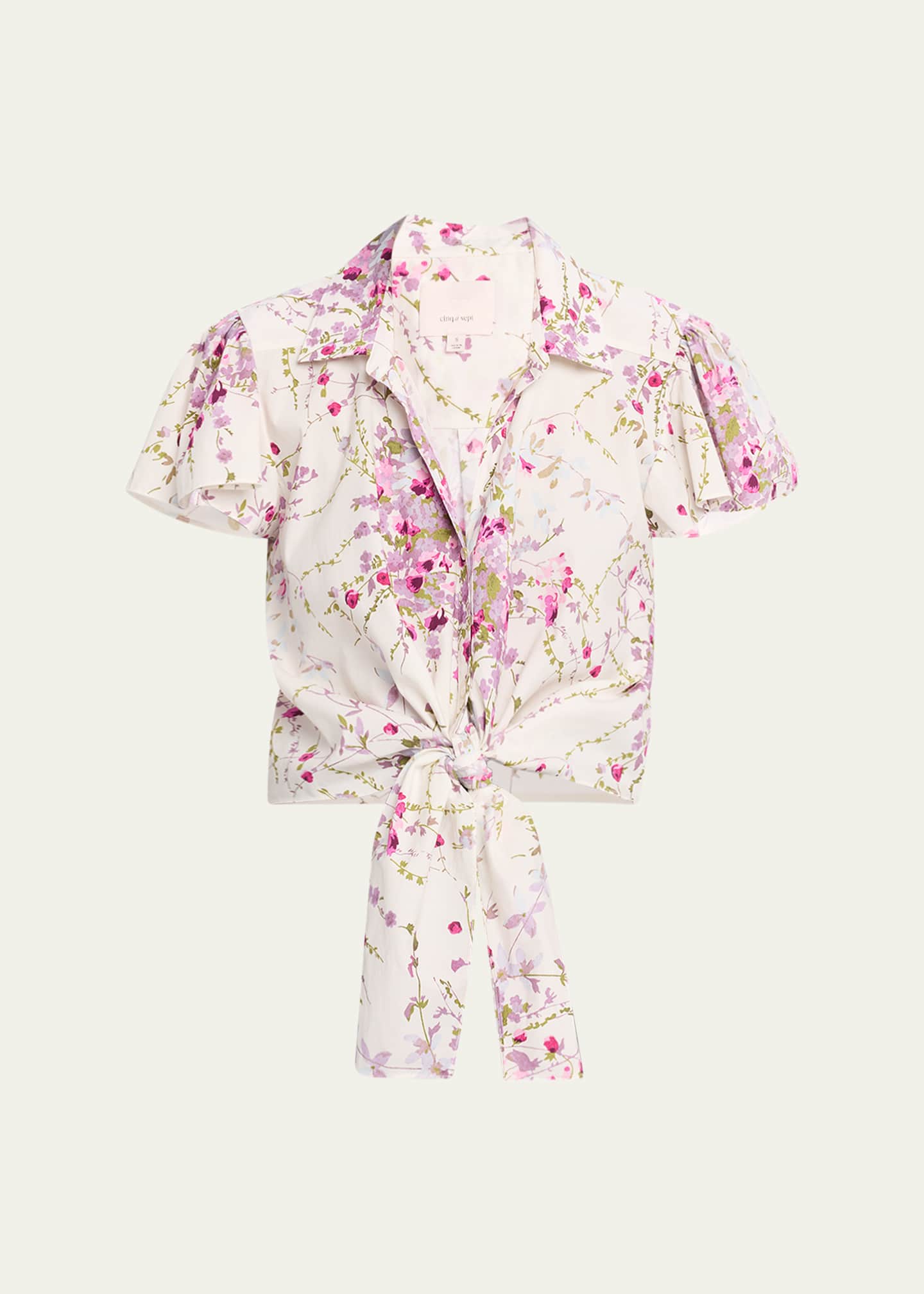 Cinq a Sept Marianna Tie-Front Midsummer Bloom Blouse Image 1 of 5