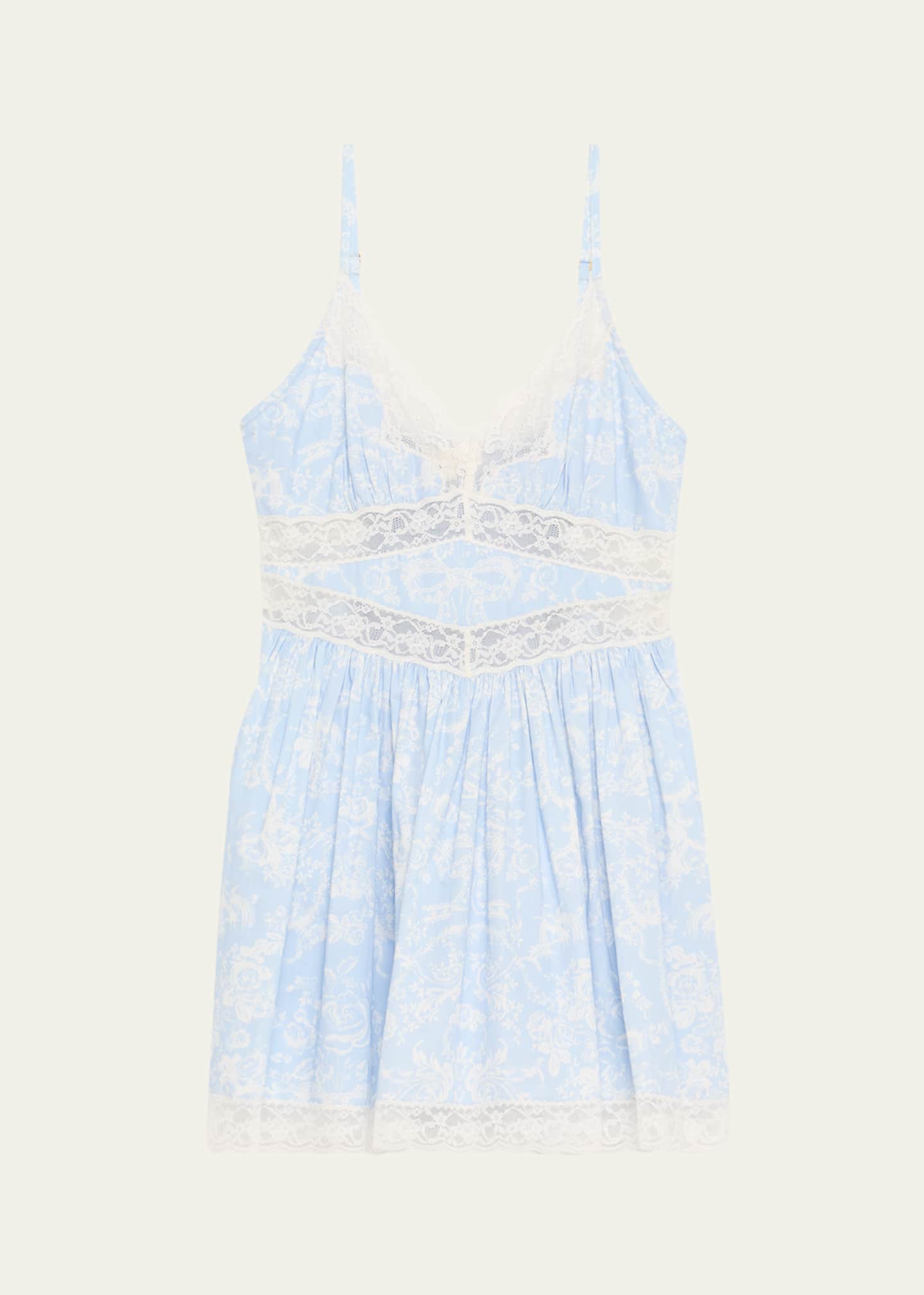 LoveShackFancy Ressie Lace-Trim Mini Dress Image 1 of 5