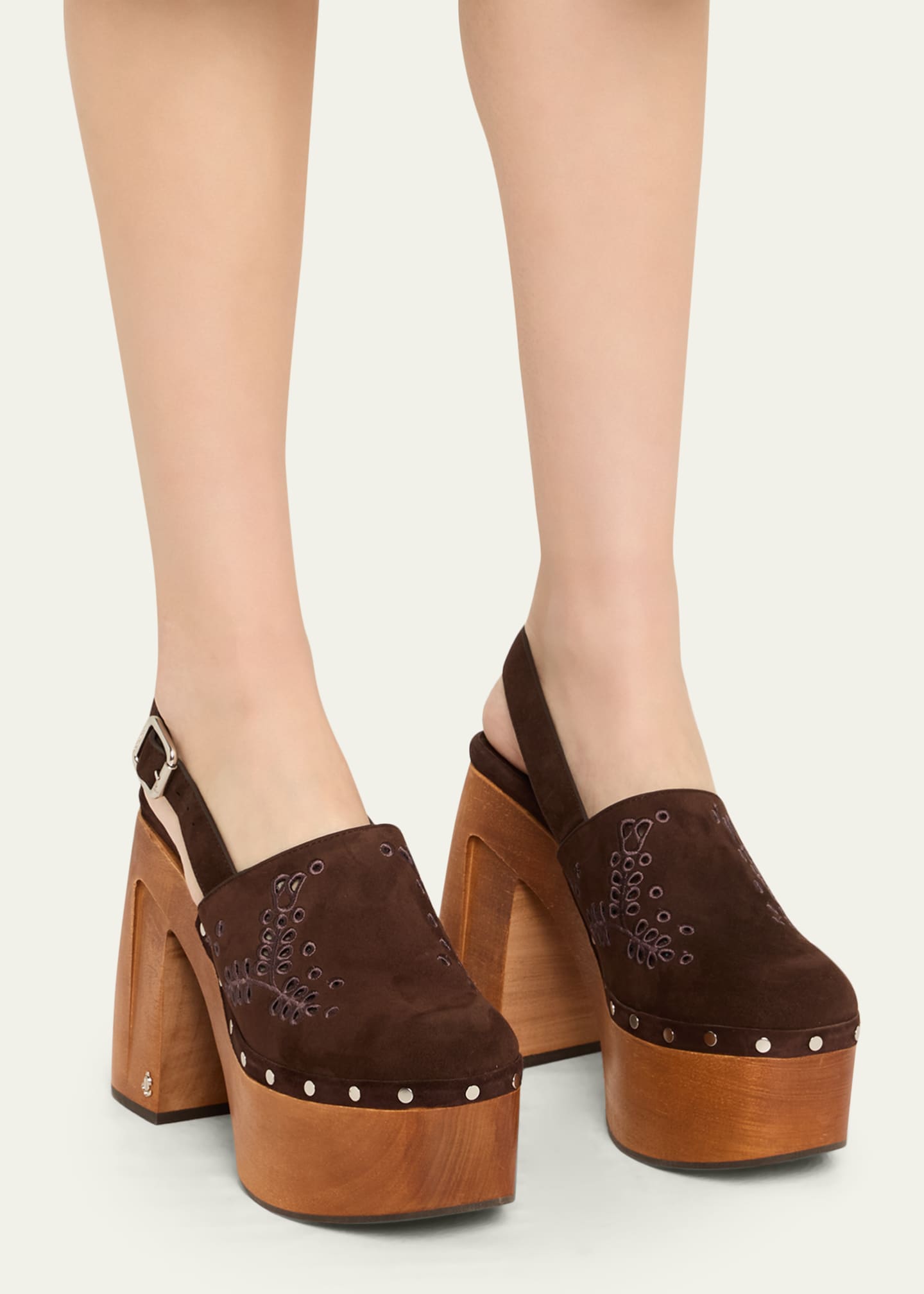 Jimmy Choo Alida Embroidered Suede Platform Clogs Image 2 of 6