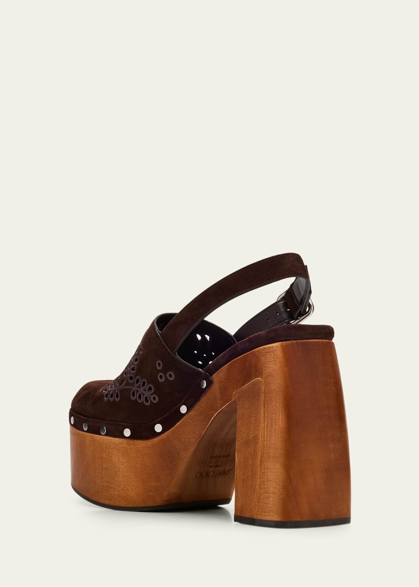 Jimmy Choo Alida Embroidered Suede Platform Clogs Image 4 of 6