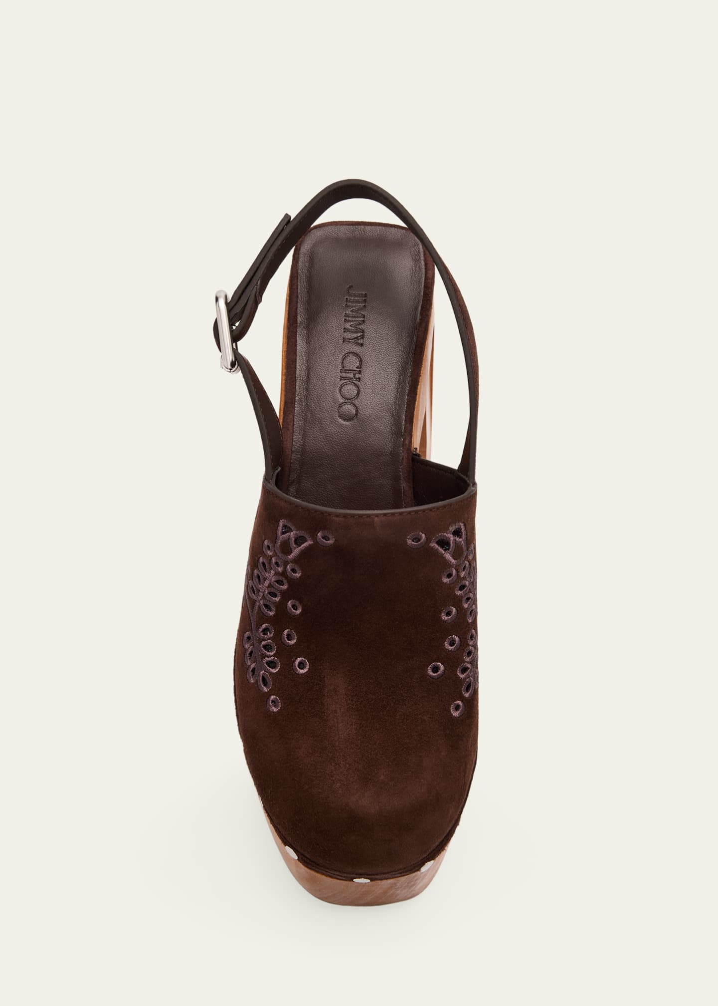 Jimmy Choo Alida Embroidered Suede Platform Clogs Image 6 of 6