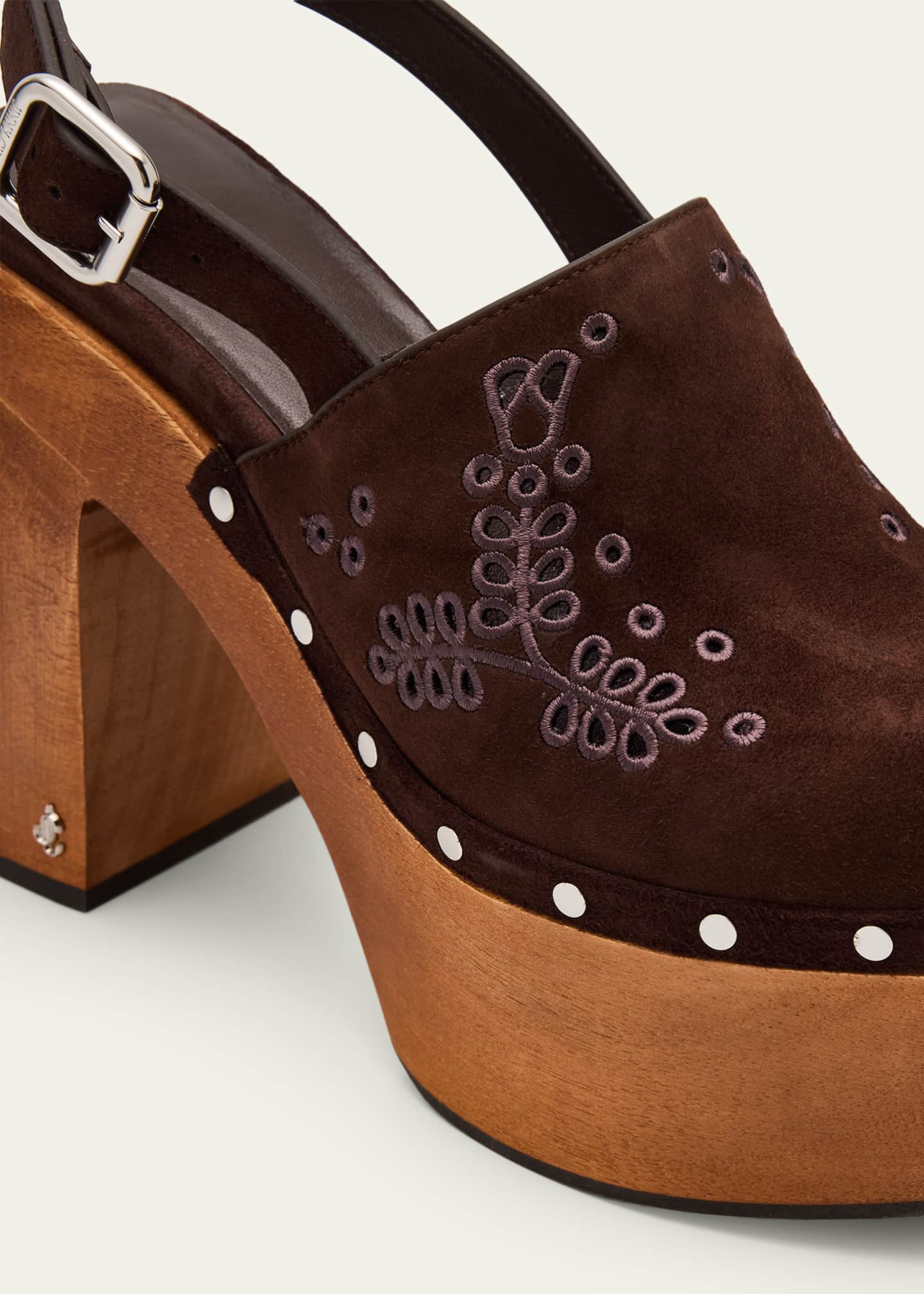 Jimmy Choo Alida Embroidered Suede Platform Clogs Image 5 of 6