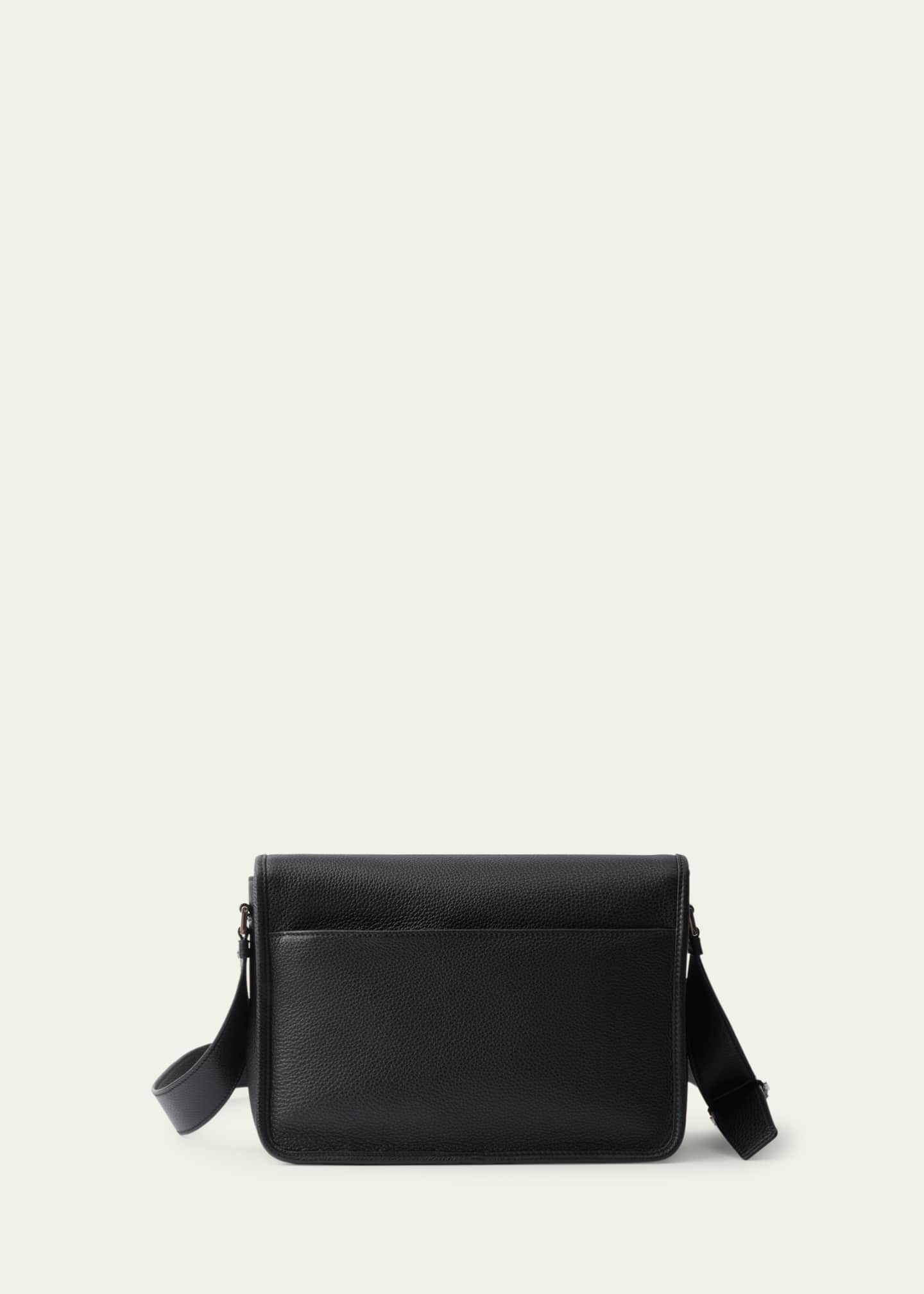 Prada Men's Grained Leather Flap Crossbody Bag Image 3 of 4