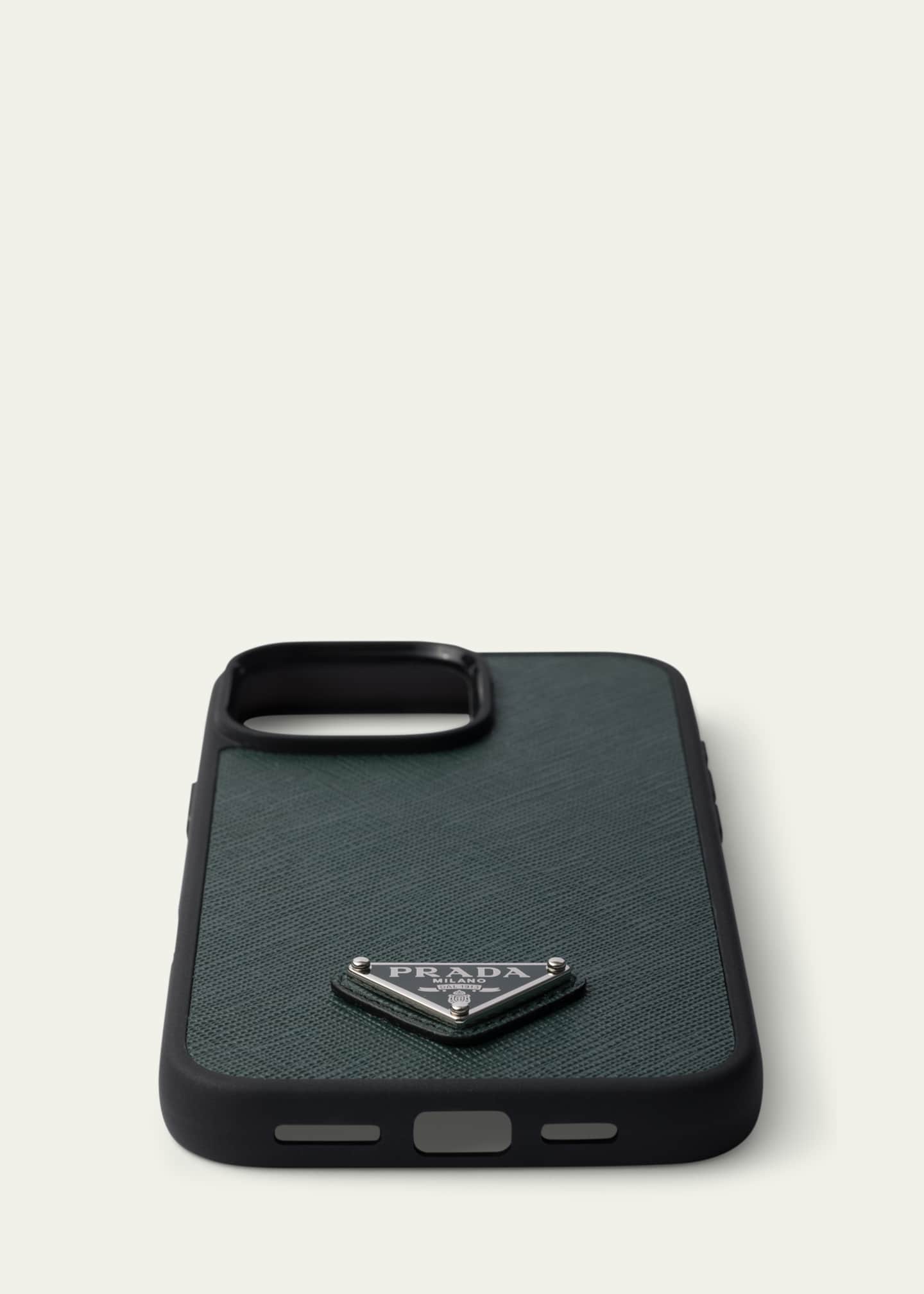 Prada Men's iPhone 16 Pro Max Leather Triangle Logo Case Image 3 of 3