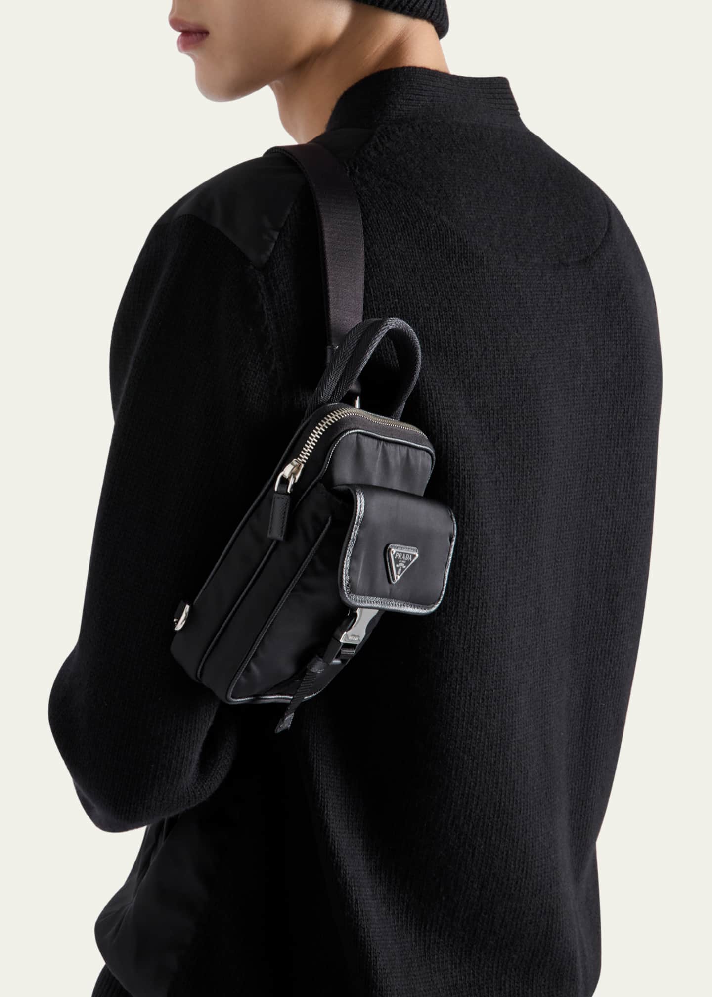 Prada Men's Re-Nylon and Saffiano Leather Technology Bag Image 2 of 4