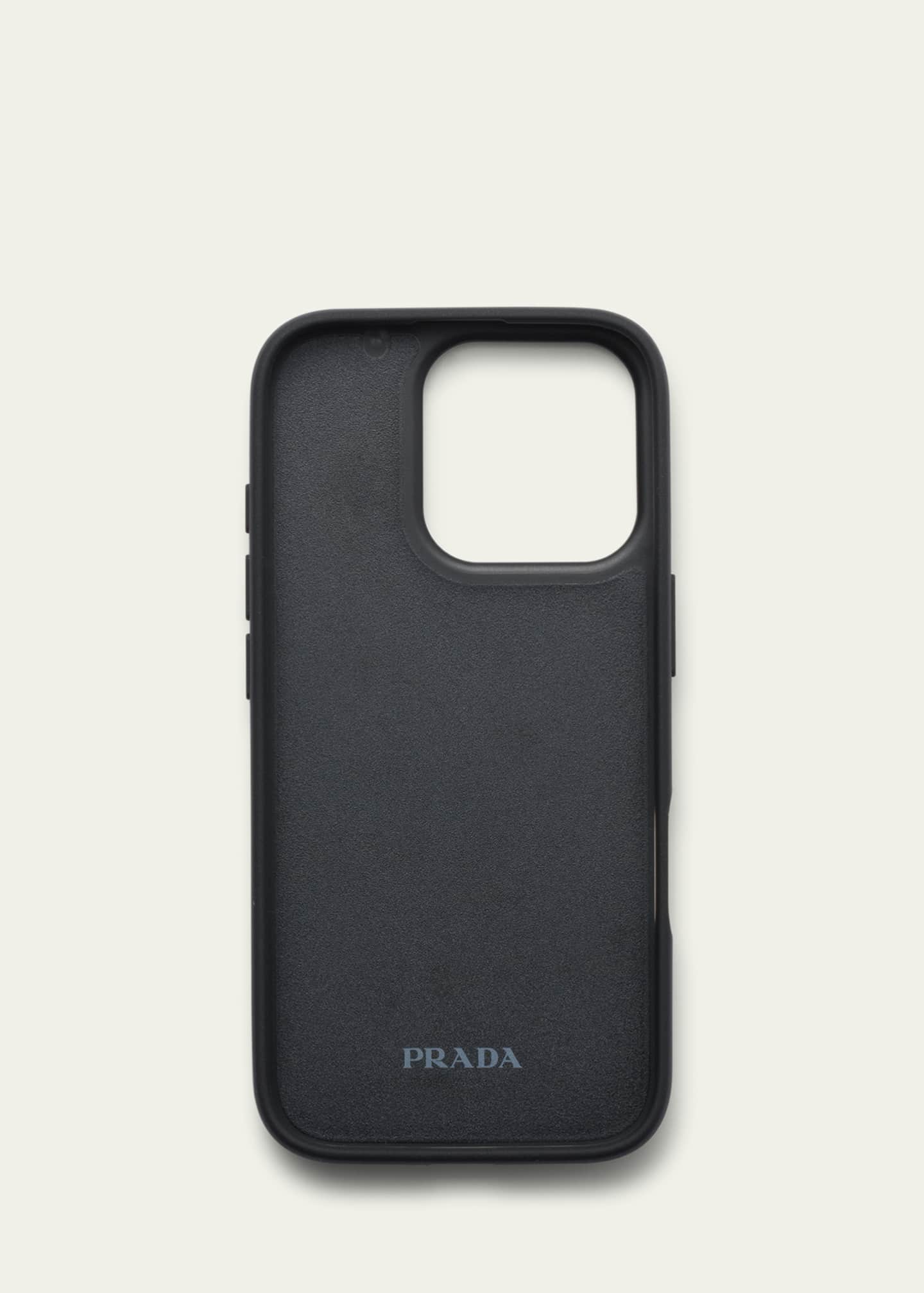 Prada Men's iPhone 16 Pro Leather Triangle Logo Case Image 2 of 2