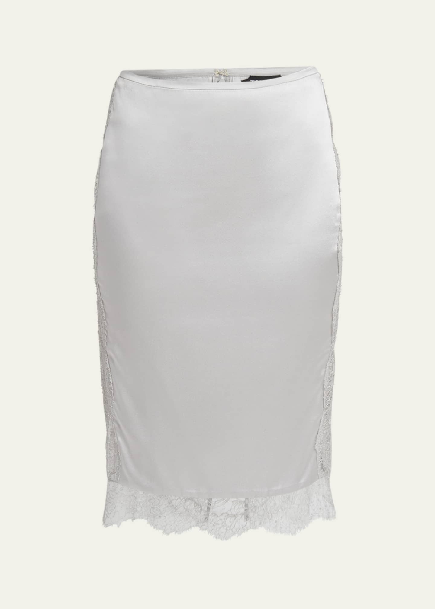 TOM FORD Lace-Inset Stretch Crepe Satin Skirt Image 1 of 5