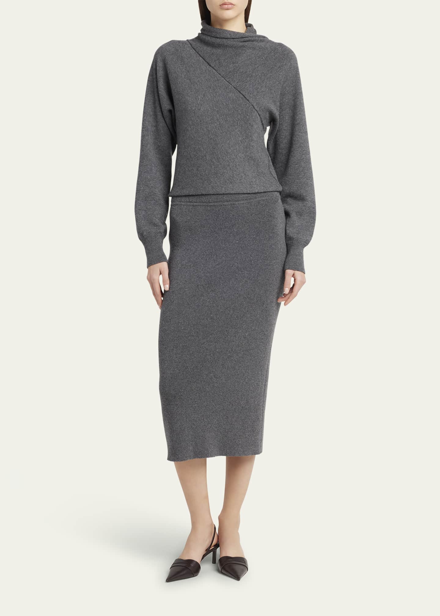 TOM FORD Wrap-Neck Fine Cashmere-Cotton Sweater Image 2 of 5