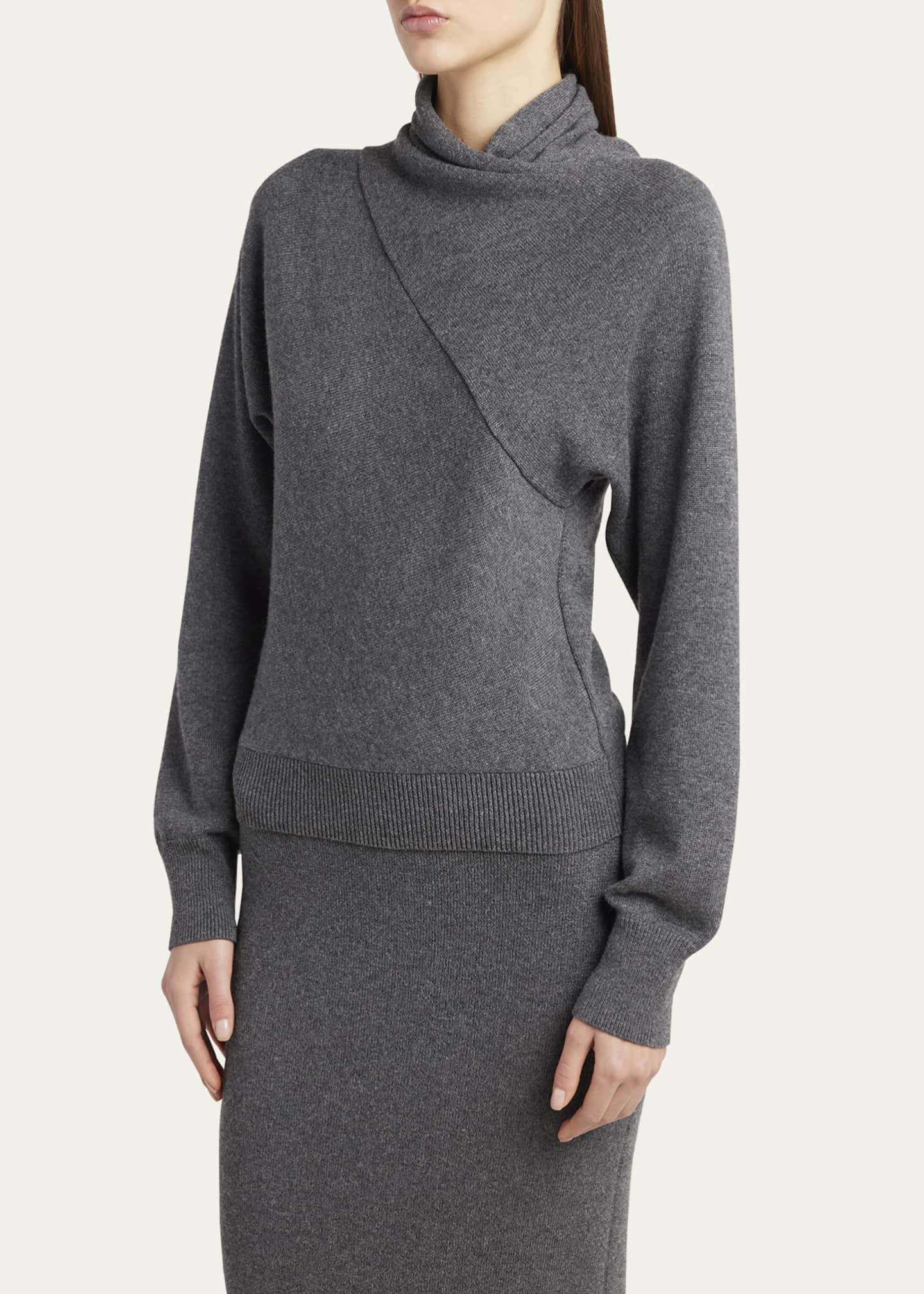 TOM FORD Wrap-Neck Fine Cashmere-Cotton Sweater Image 4 of 5