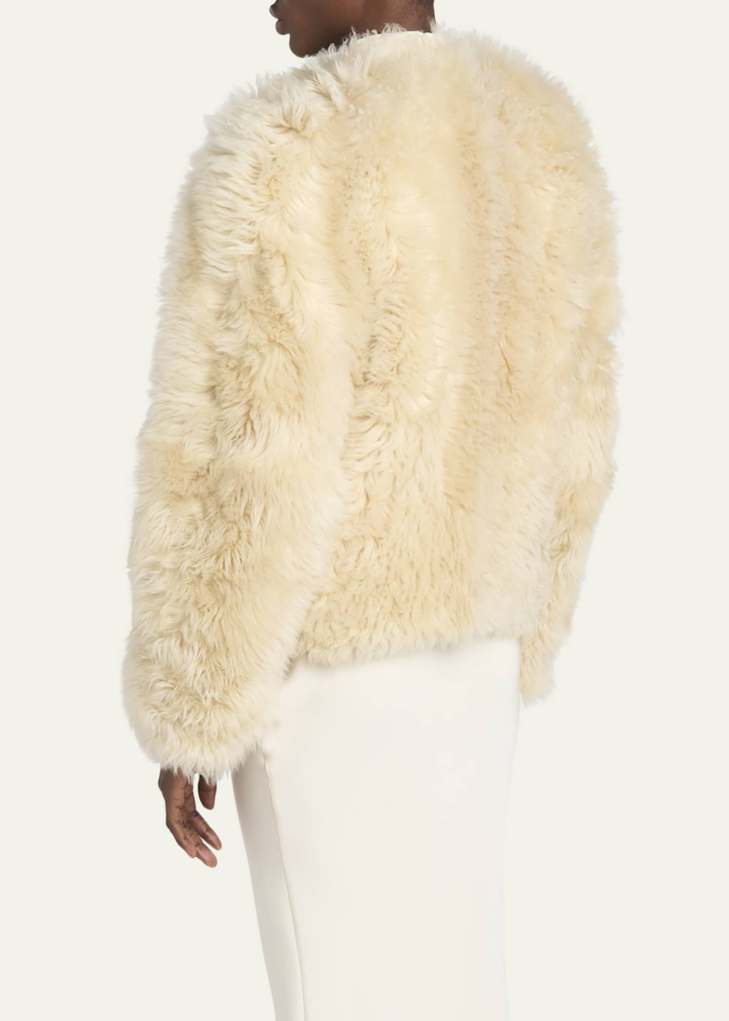 TOM FORD Curly Sheep Shearling Collarless Jacket Image 3 of 5