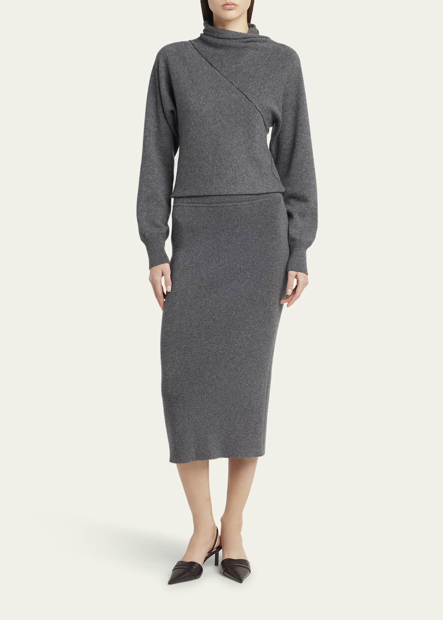 TOM FORD Fine Cashmere-Cotton Rib Pencil Skirt Image 2 of 5