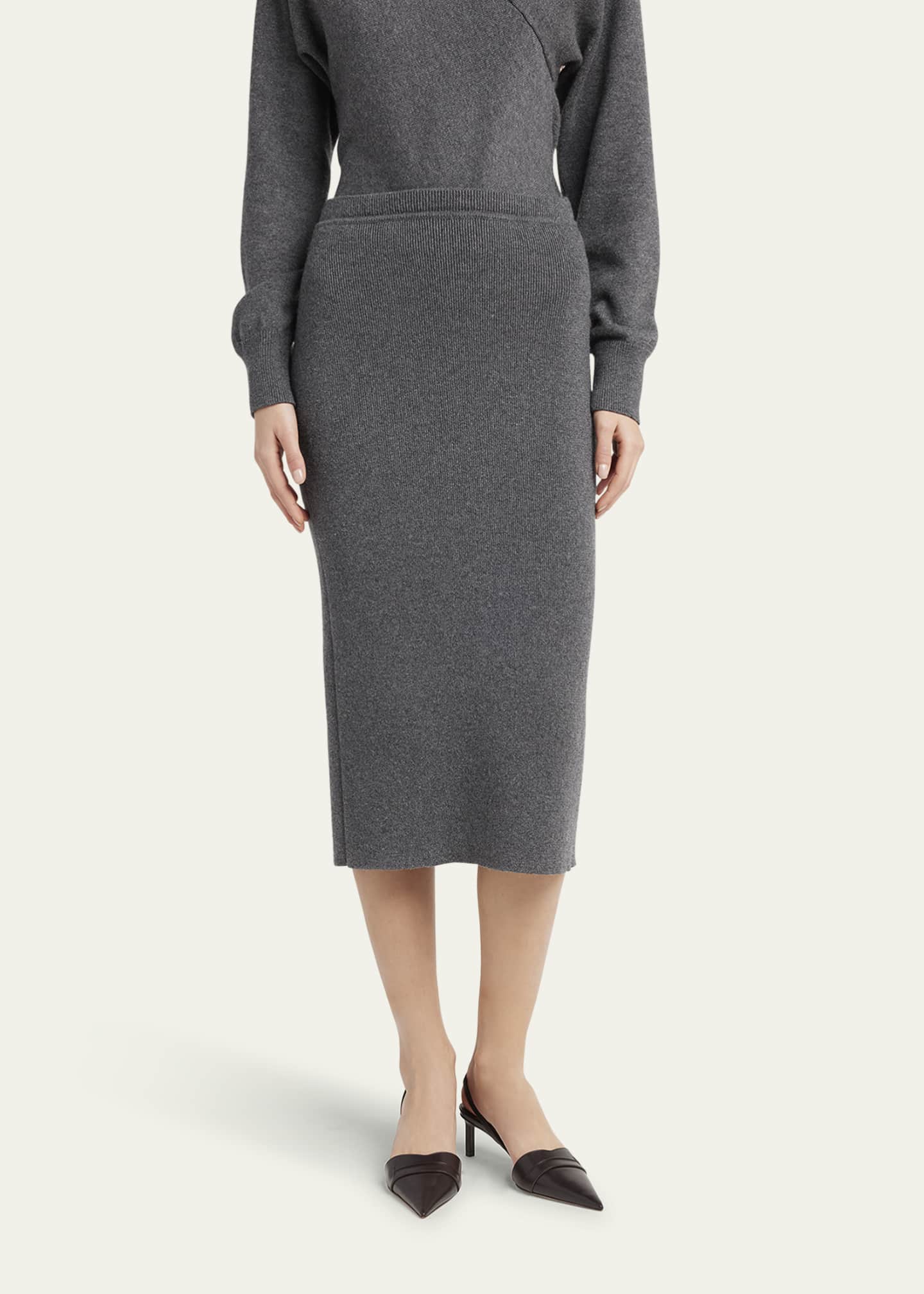 TOM FORD Fine Cashmere-Cotton Rib Pencil Skirt Image 4 of 5