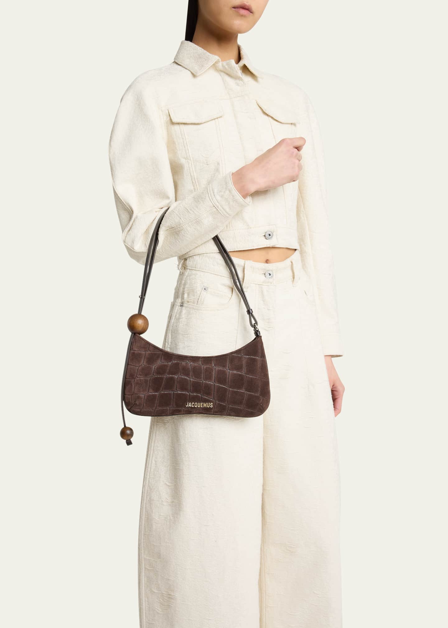 Jacquemus Le Bisou Croc-Embossed Suede Shoulder Bag - Bergdorf Goodman