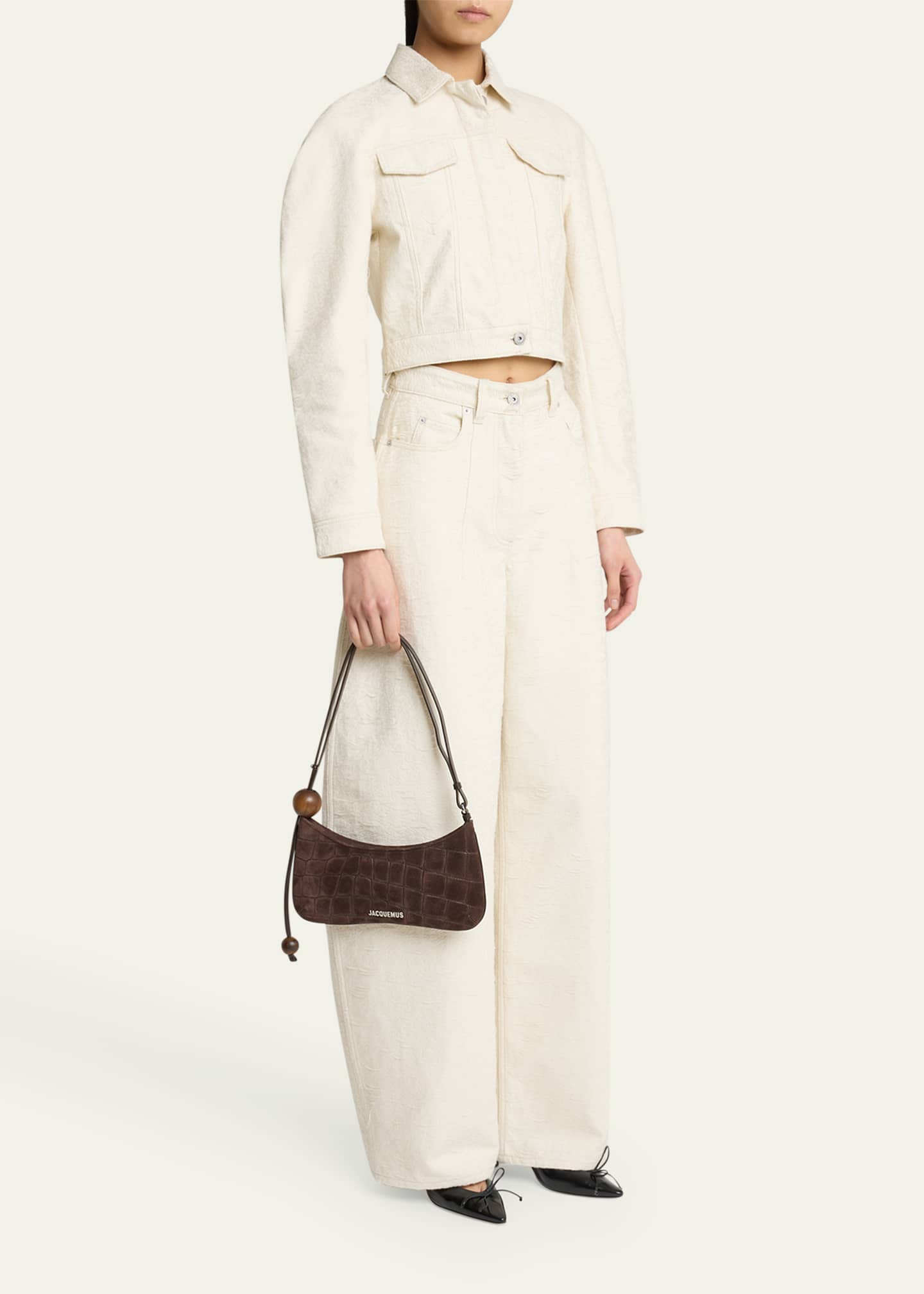 biscuit　レディース　GB XS Jacquemus Le Bisou Croc-Embossed Suede Shoulder Bag - Bergdorf Goodman