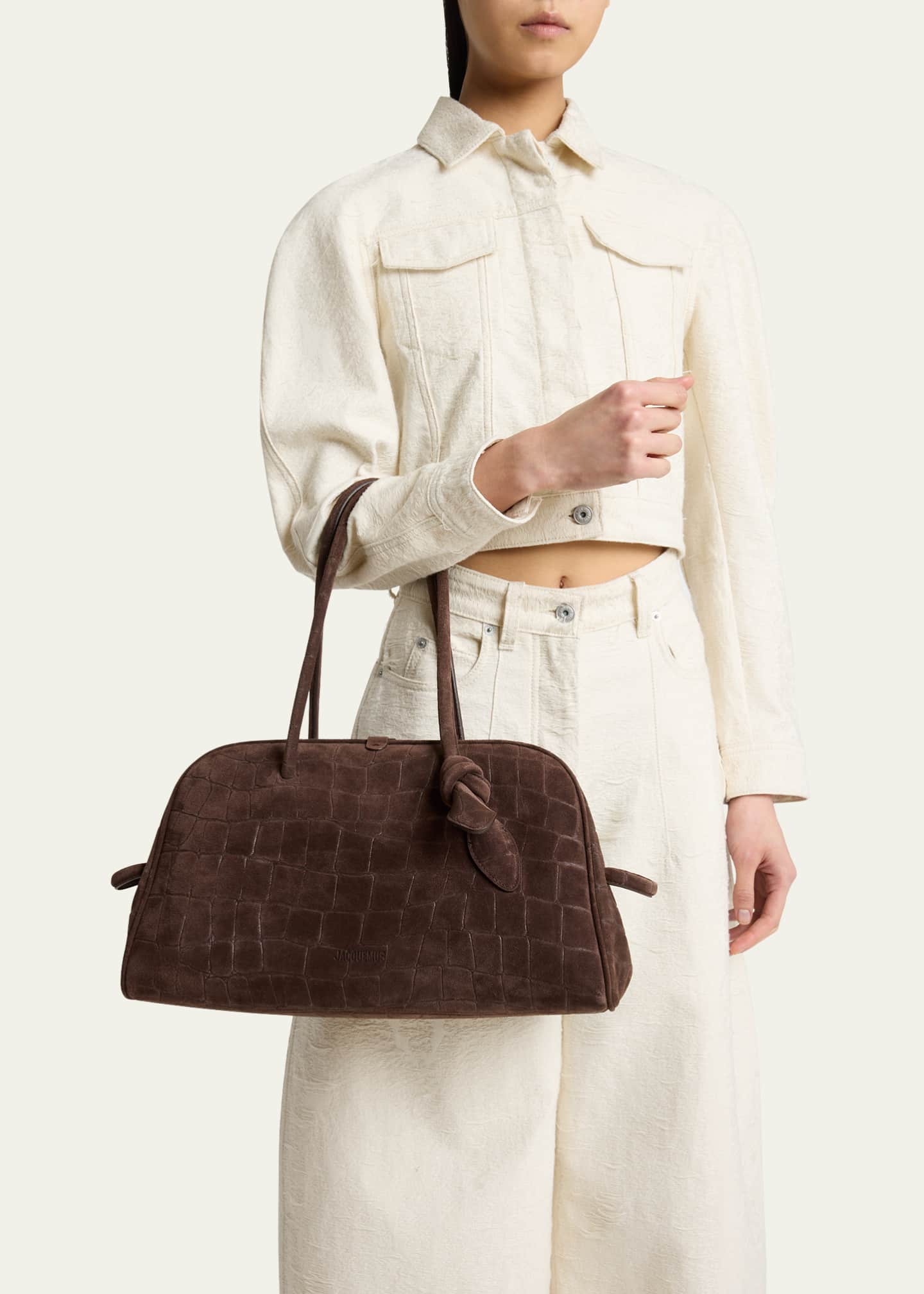 Jacquemus Le Turismo Croc-Embossed Suede Shoulder Bag