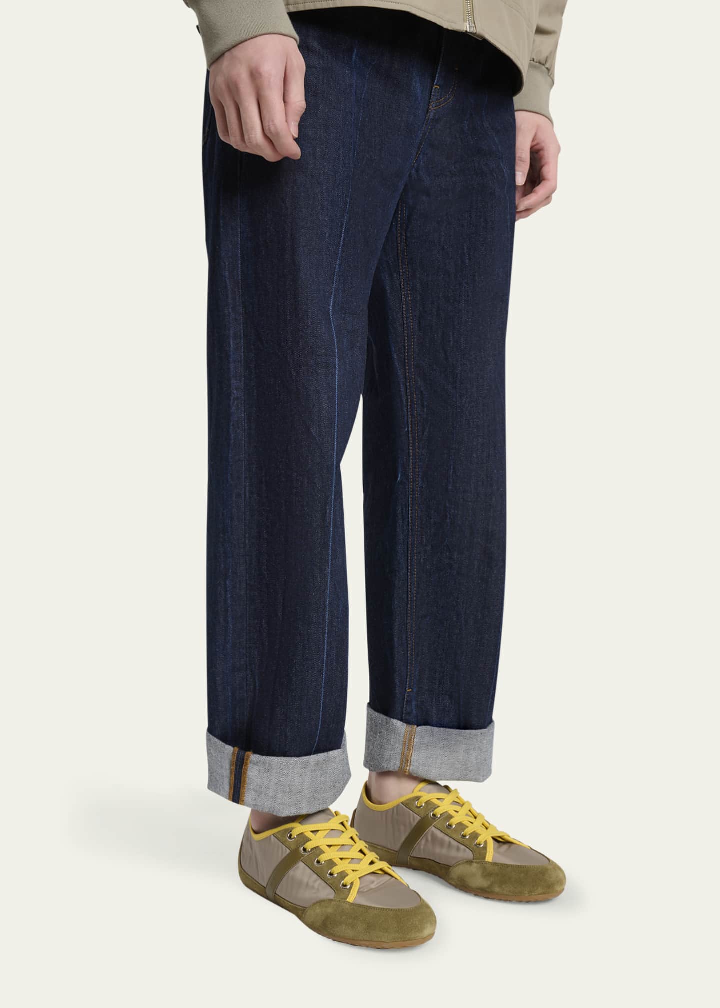 Givenchy Men's Slim Nylon and Suede Low-Top Sneakers Image 2 of 6